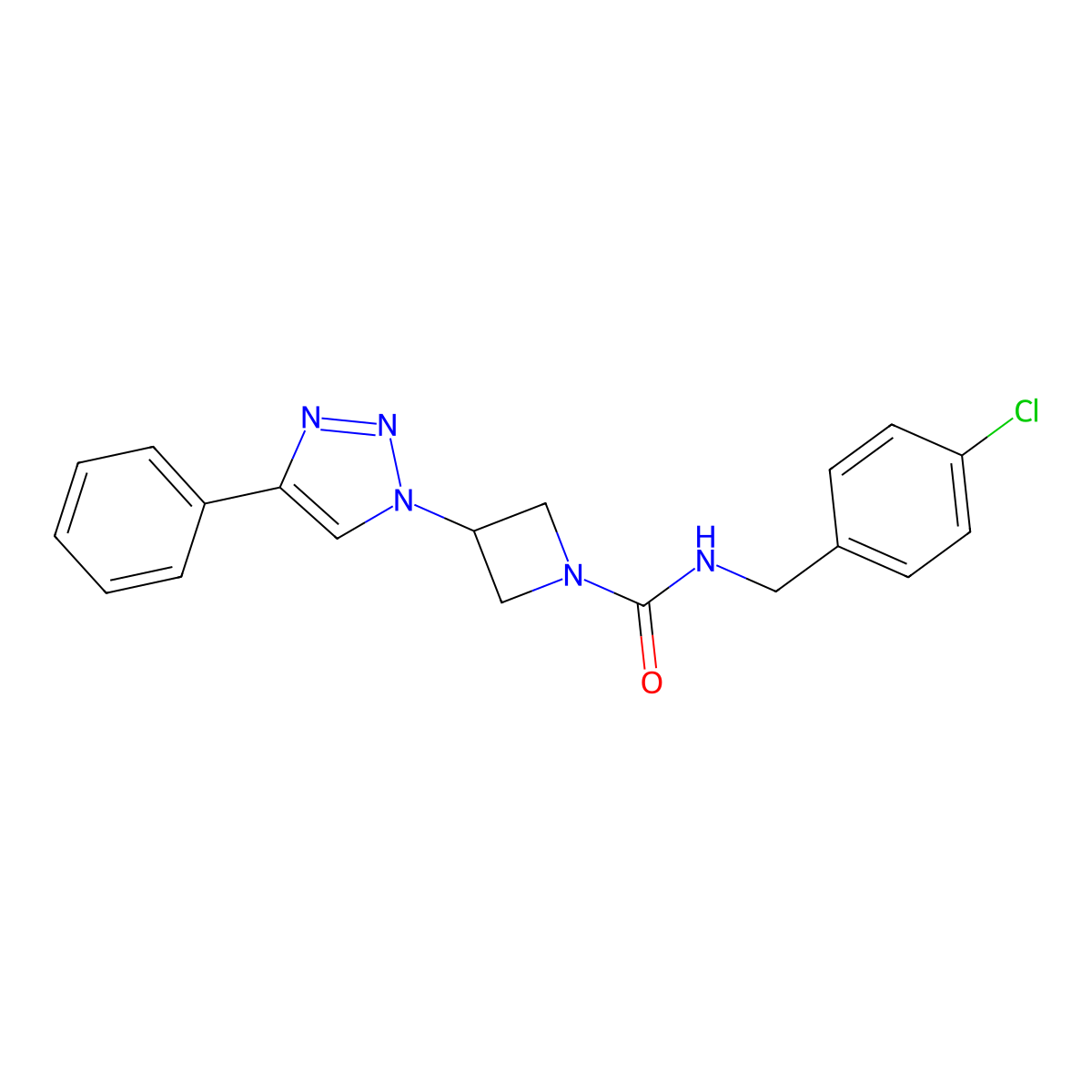 N-(4-chlorobenzyl)-3-(4-phenyl-1H-1,2,3-triazol-1-yl)azetidine-1-carboxamide molecular structure, CAS 2034426-36-1