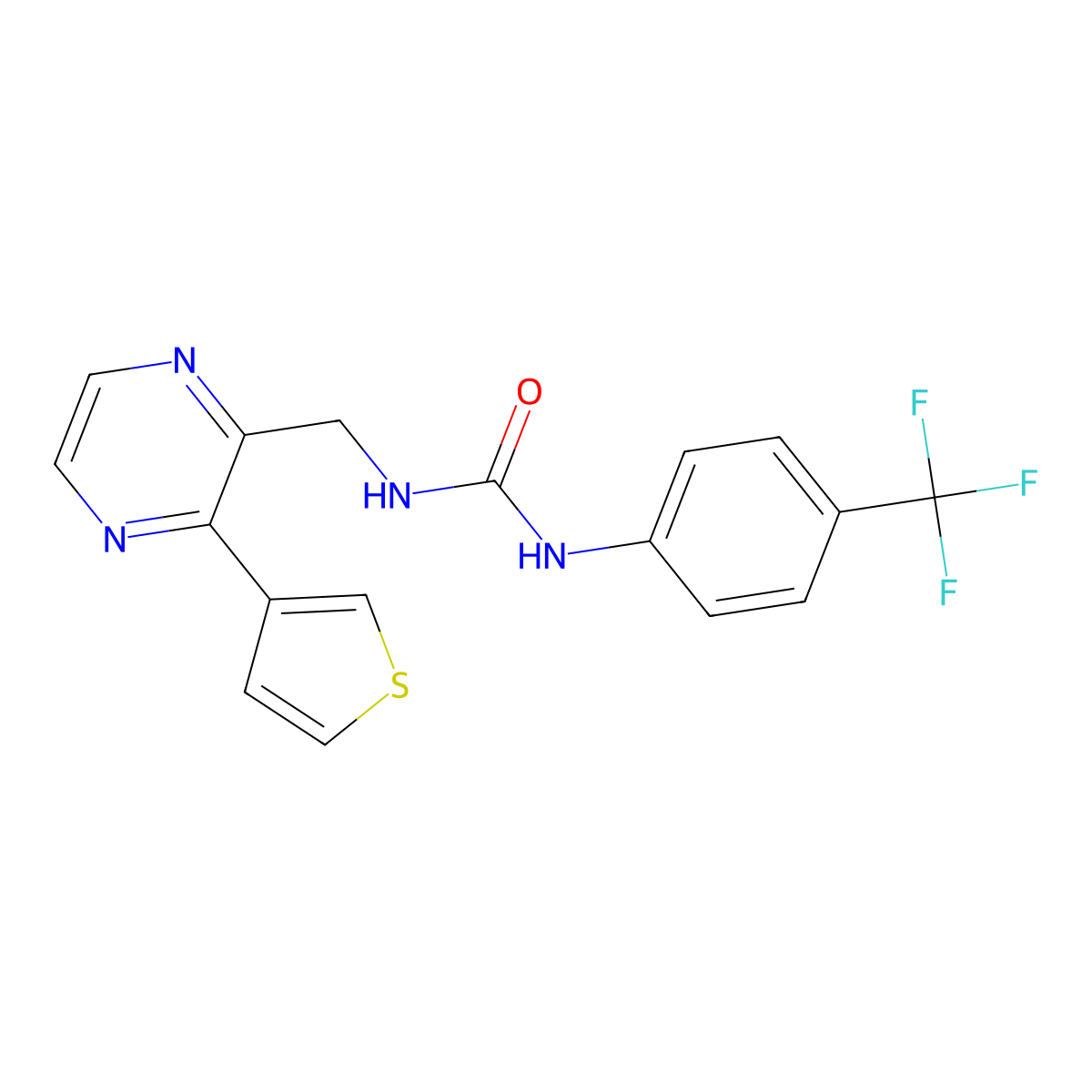 1-((3-(Thiophen-3-yl)pyrazin-2-yl)methyl)-3-(4-(trifluoromethyl)phenyl)urea molecular structure, CAS 2034426-37-2