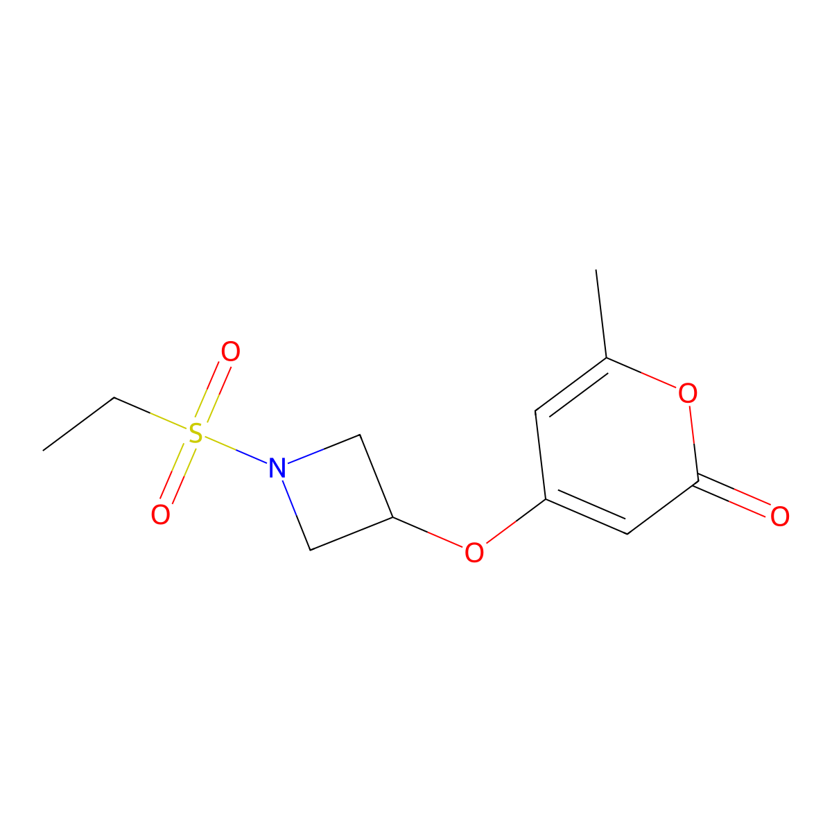 4-((1-(ethylsulfonyl)azetidin-3-yl)oxy)-6-methyl-2H-pyran-2-one molecular structure, CAS 2034426-39-4