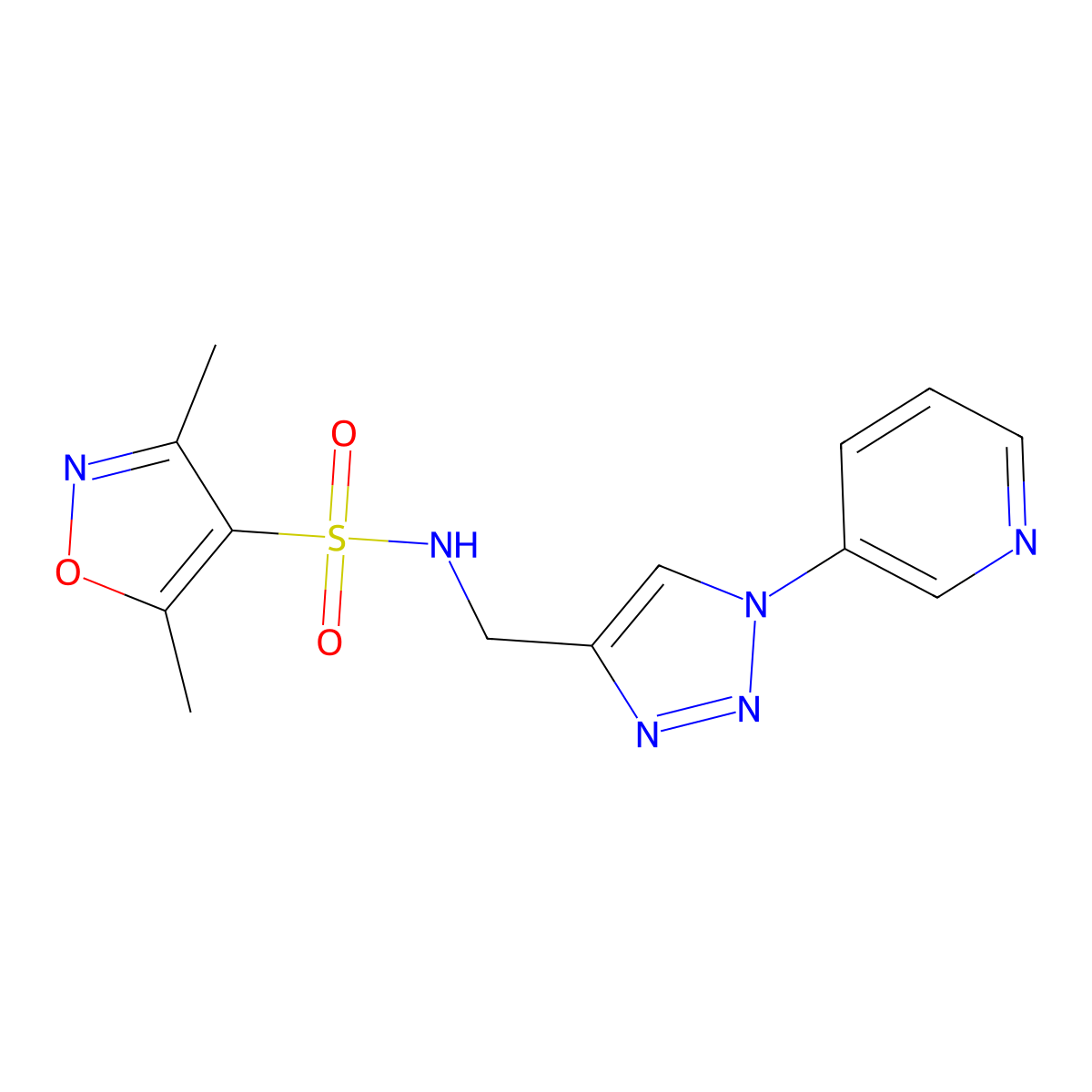 3,5-dimethyl-N-((1-(pyridin-3-yl)-1H-1,2,3-triazol-4-yl)methyl)isoxazole-4-sulfonamide molecular structure, CAS 2034426-40-7