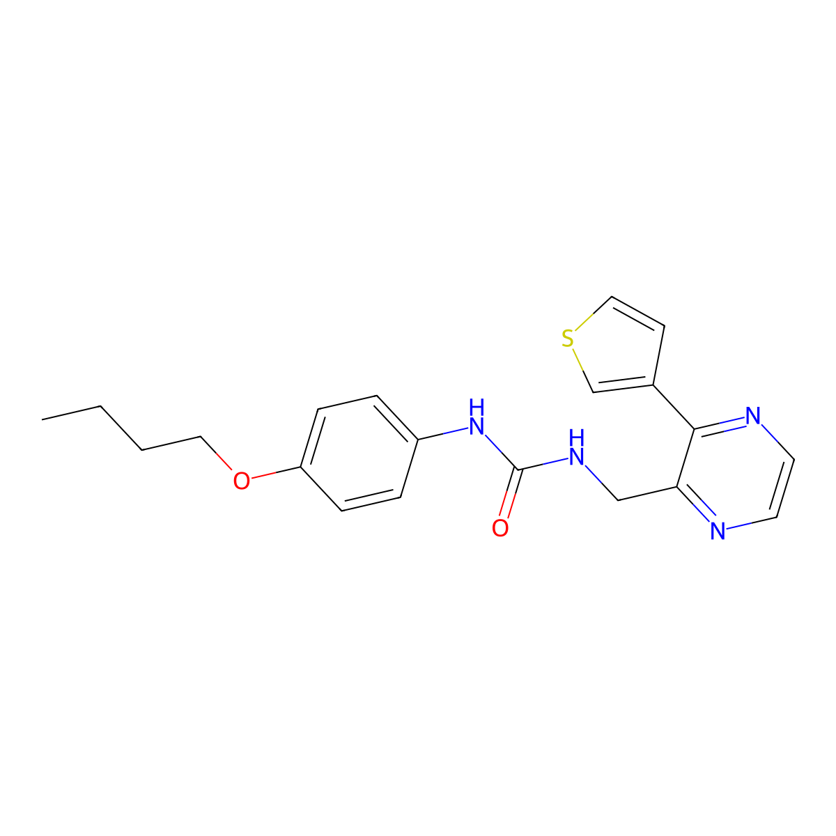 1-(4-Butoxyphenyl)-3-{[3-(thiophen-3-yl)pyrazin-2-yl]methyl}urea molecular structure, CAS 2034426-44-1