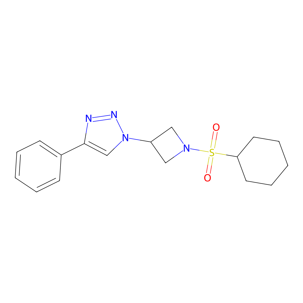 1-(1-(cyclohexylsulfonyl)azetidin-3-yl)-4-phenyl-1H-1,2,3-triazole molecular structure, CAS 2034426-45-2