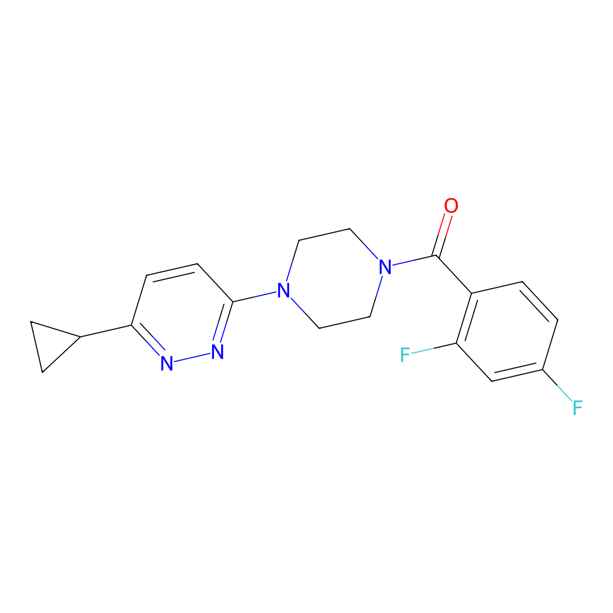 (4-(6-Cyclopropylpyridazin-3-yl)piperazin-1-yl)(2,4-difluorophenyl)methanone molecular structure, CAS 2034426-47-4