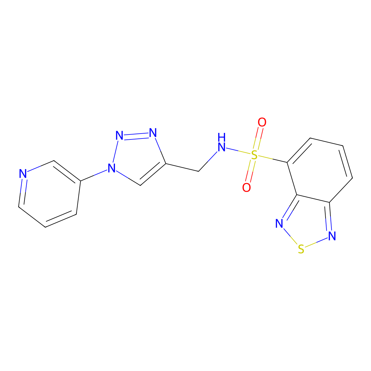 N-((1-(pyridin-3-yl)-1H-1,2,3-triazol-4-yl)methyl)benzo[c][1,2,5]thiadiazole-4-sulfonamide molecular structure, CAS 2034426-50-9