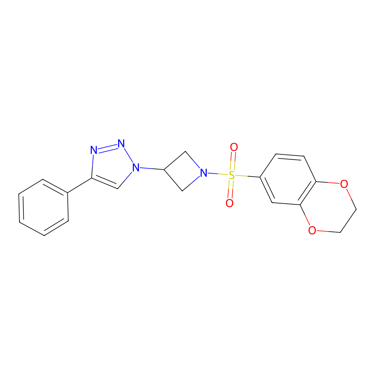 1-(1-((2,3-dihydrobenzo[b][1,4]dioxin-6-yl)sulfonyl)azetidin-3-yl)-4-phenyl-1H-1,2,3-triazole molecular structure, CAS 2034426-51-0