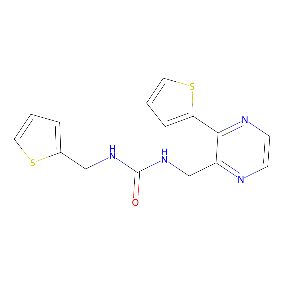 1-((3-(Thiophen-2-yl)pyrazin-2-yl)methyl)-3-(thiophen-2-ylmethyl)urea molecular structure, CAS 2034426-53-2
