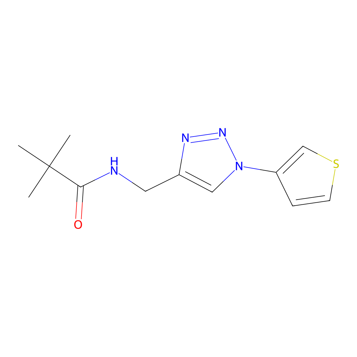 2,2-dimethyl-N-{[1-(thiophen-3-yl)-1H-1,2,3-triazol-4-yl]methyl}propanamide molecular structure, CAS 2034426-59-8