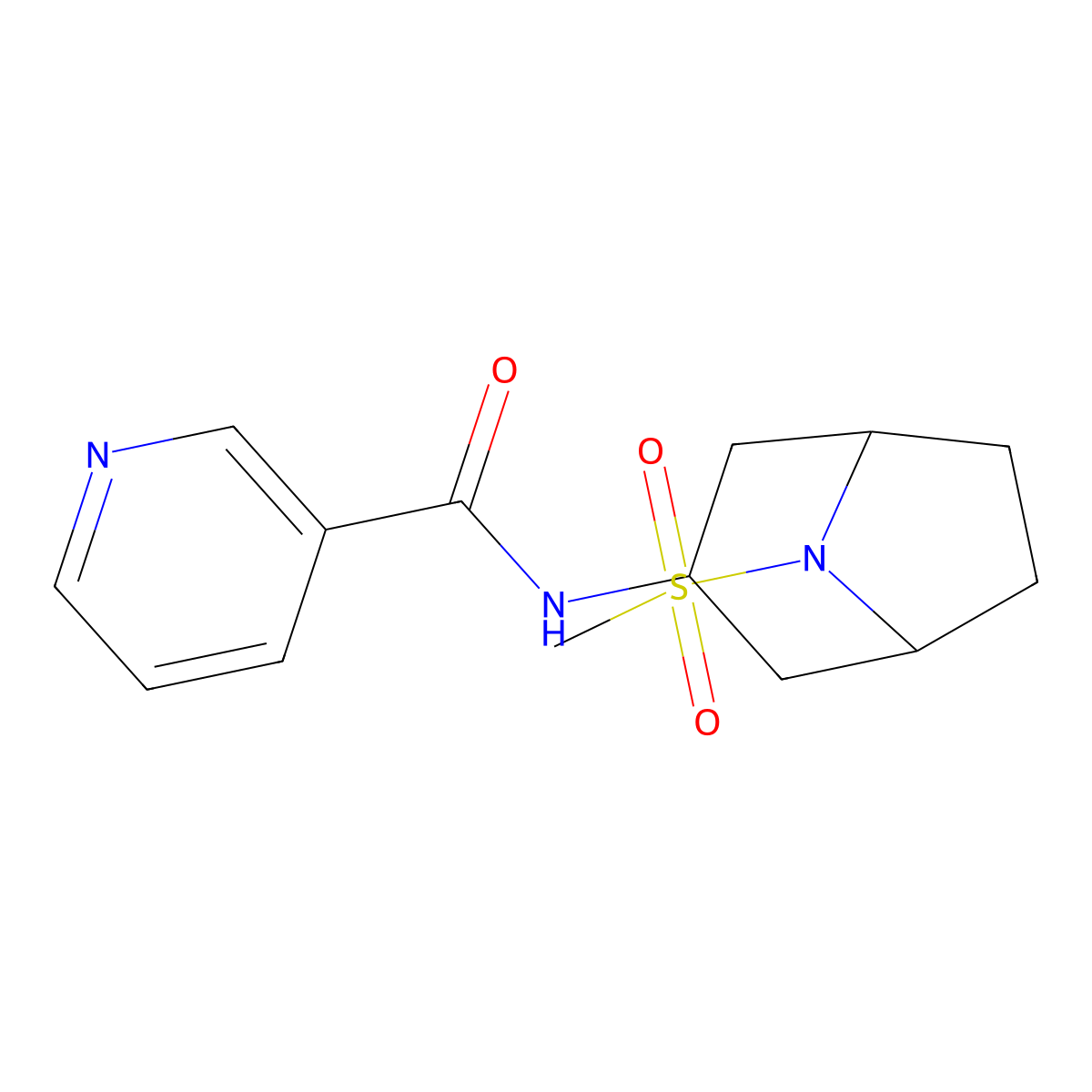 N-(8-(methylsulfonyl)-8-azabicyclo[3.2.1]octan-3-yl)nicotinamide molecular structure, CAS 2034426-60-1