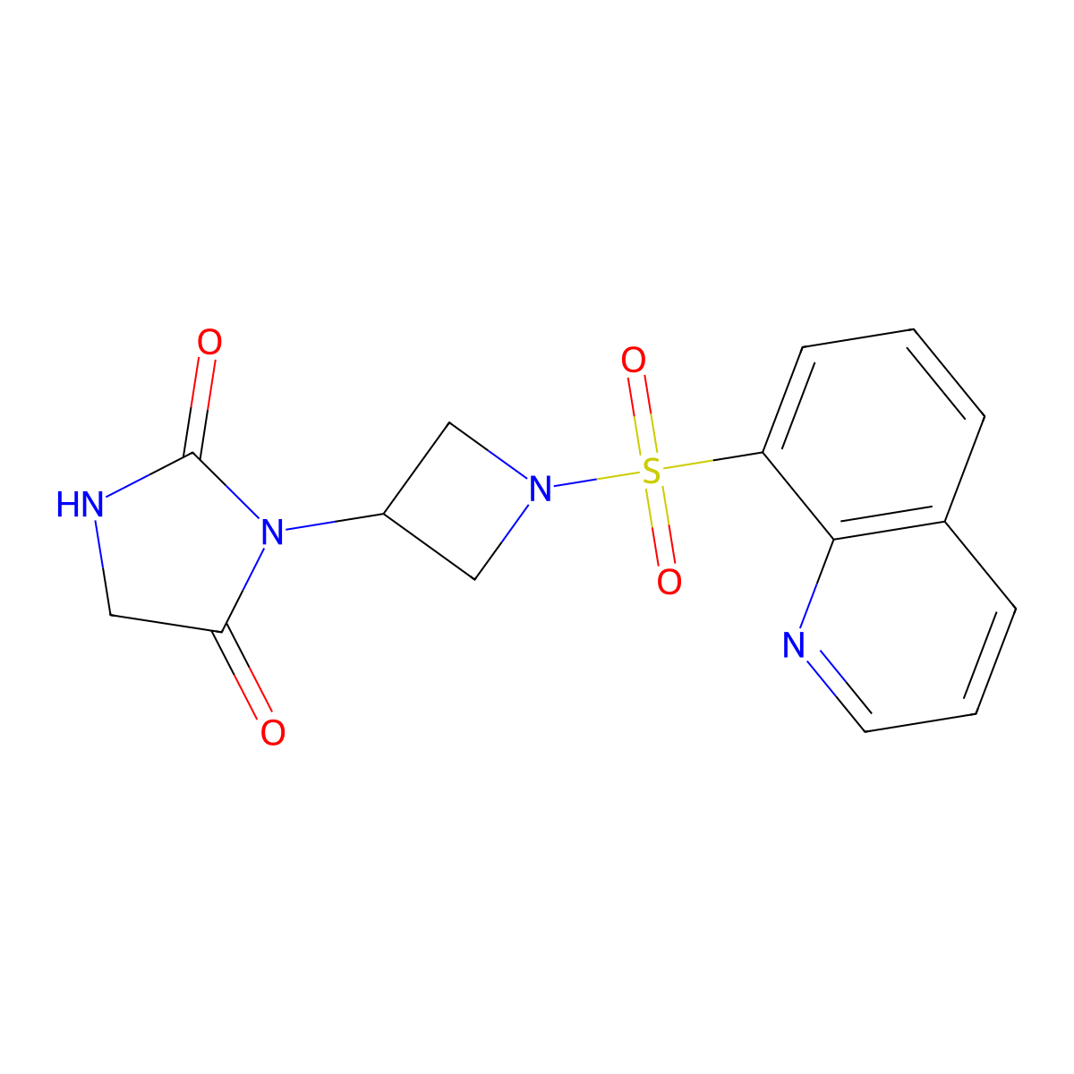 3-(1-(Quinolin-8-ylsulfonyl)azetidin-3-yl)imidazolidine-2,4-dione molecular structure, CAS 2034426-69-0