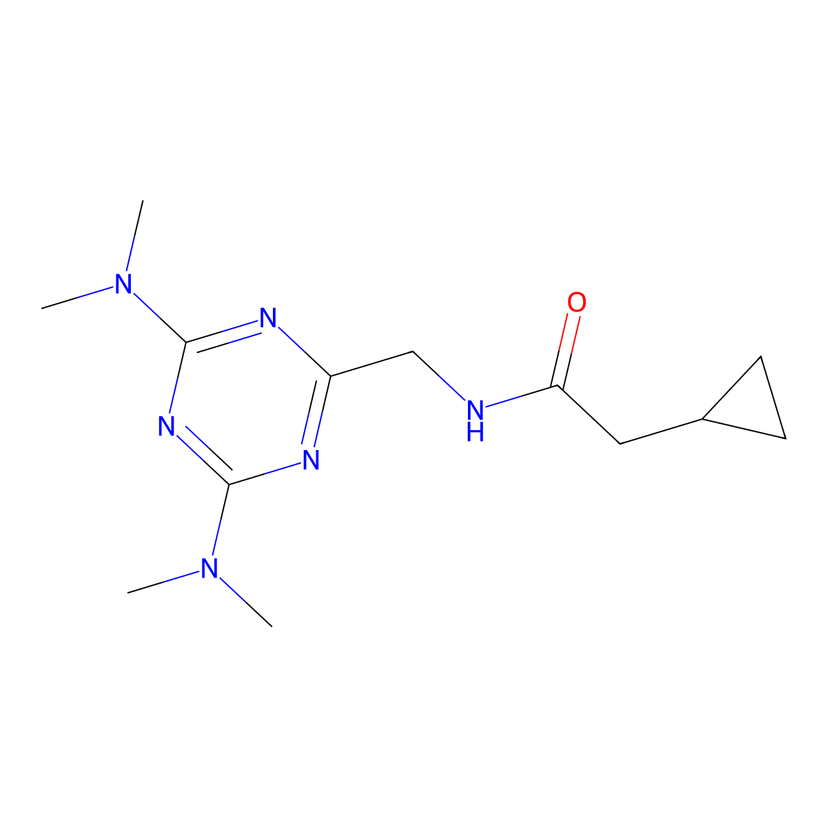 N-{[4,6-bis(dimethylamino)-1,3,5-triazin-2-yl]methyl}-2-cyclopropylacetamide molecular structure, CAS 2034426-71-4