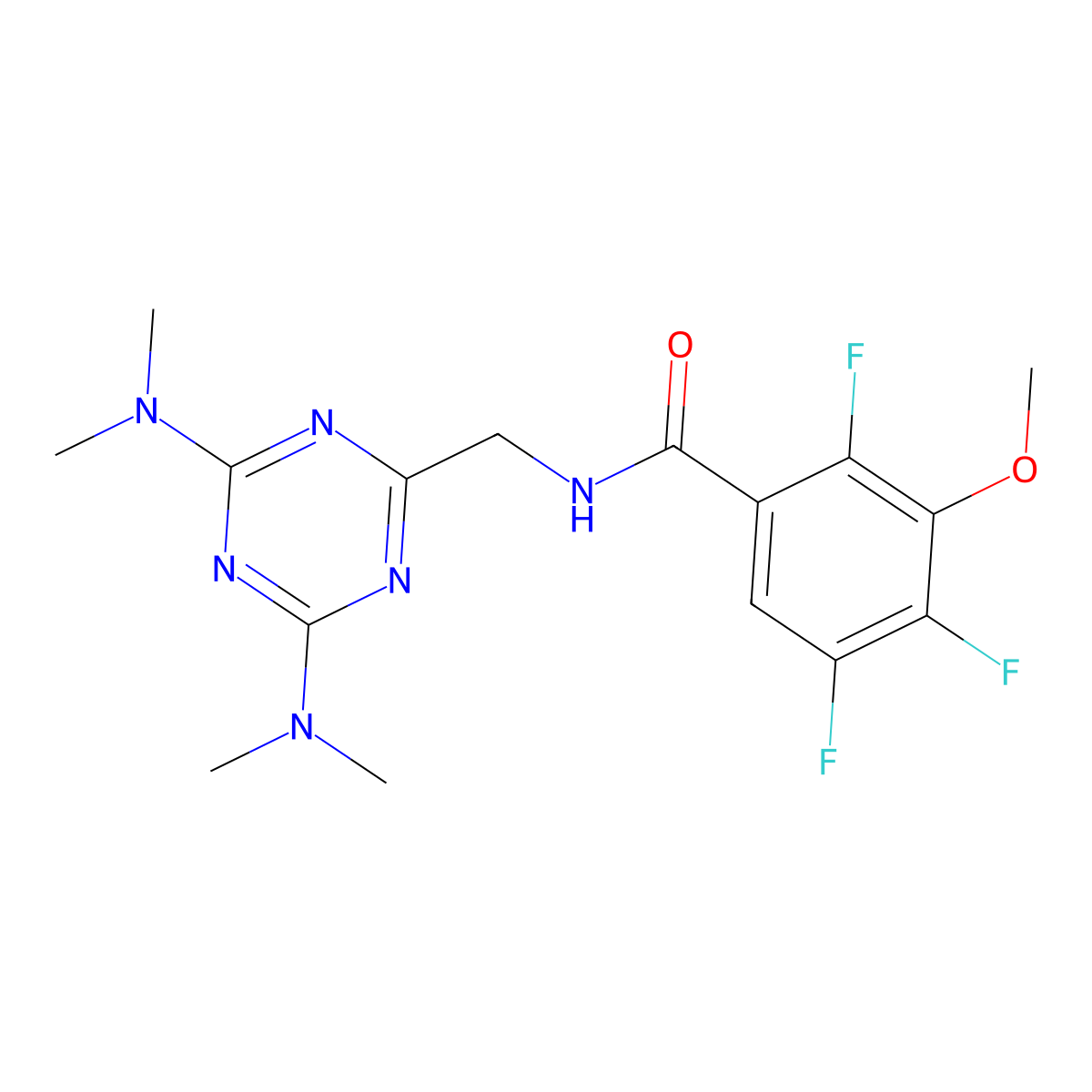 N-{[4,6-bis(dimethylamino)-1,3,5-triazin-2-yl]methyl}-2,4,5-trifluoro-3-methoxybenzamide molecular structure, CAS 2034426-76-9
