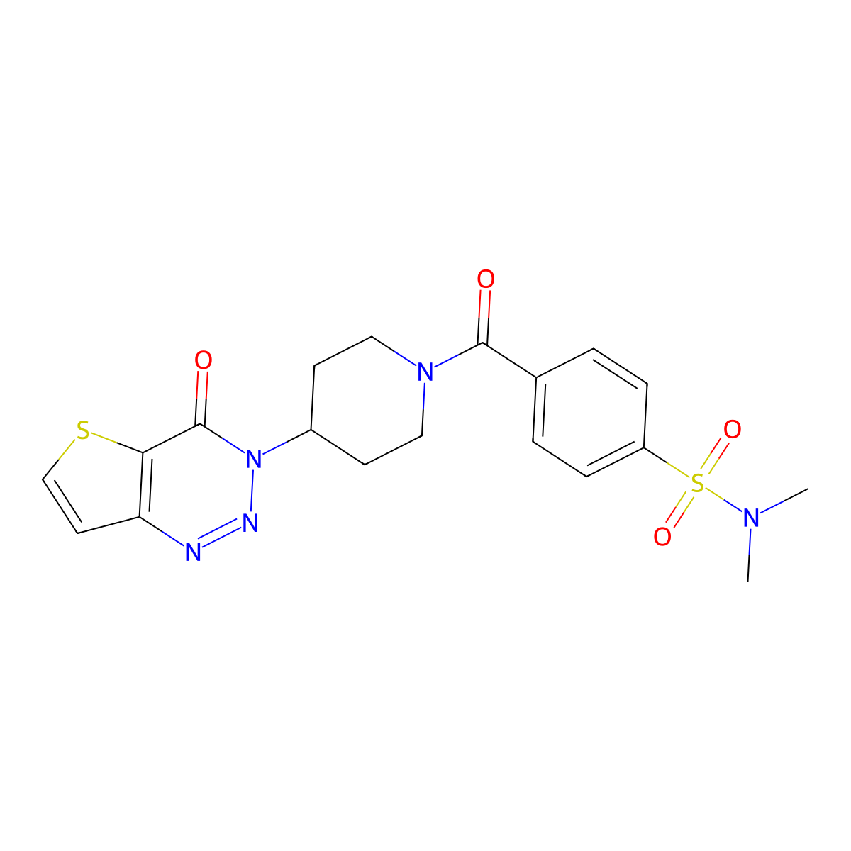 N,N-dimethyl-4-(4-(4-oxothieno[3,2-d][1,2,3]triazin-3(4H)-yl)piperidine-1-carbonyl)benzenesulfonamide molecular structure, CAS 2034426-77-0