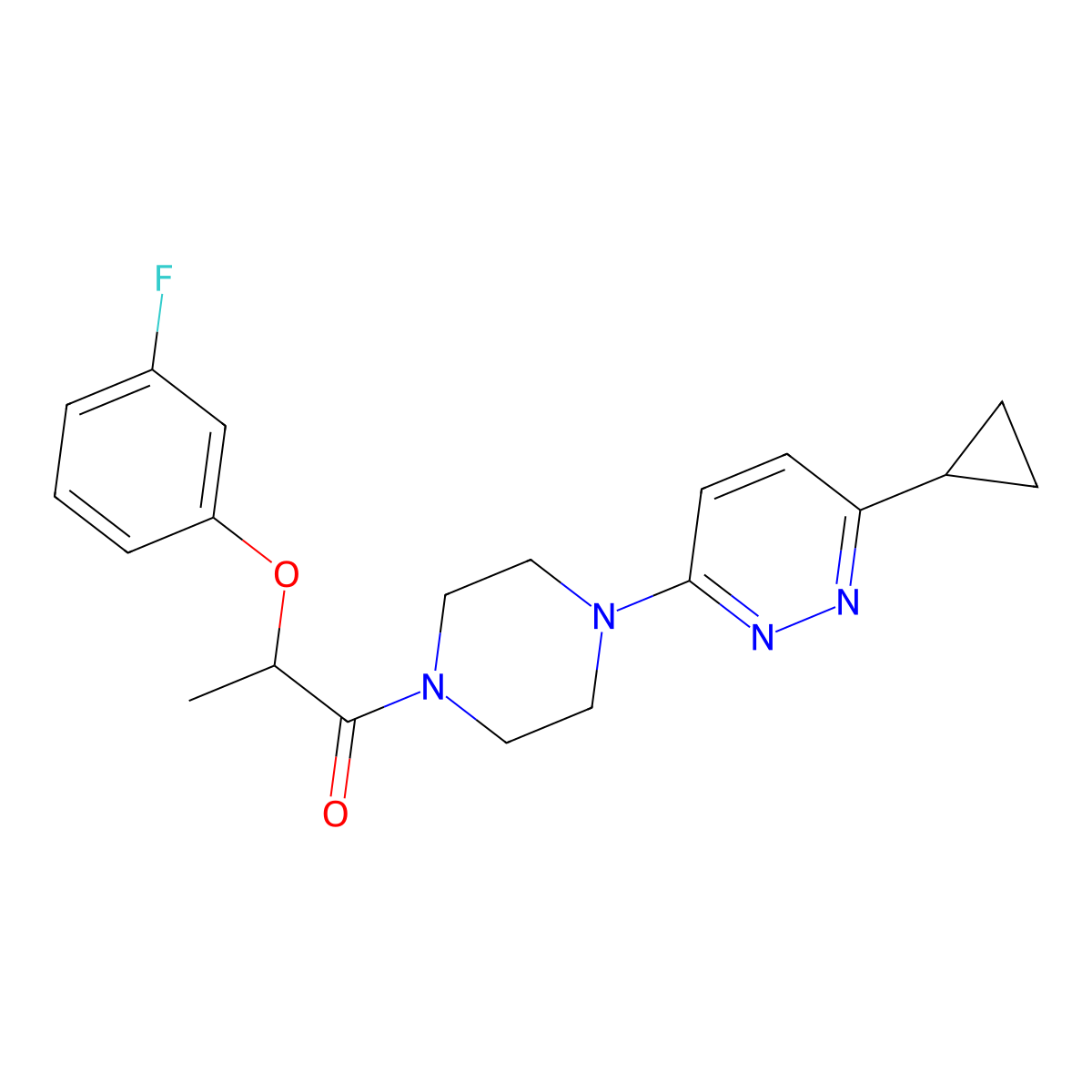 1-[4-(6-Cyclopropylpyridazin-3-yl)piperazin-1-yl]-2-(3-fluorophenoxy)propan-1-one molecular structure, CAS 2034426-80-5