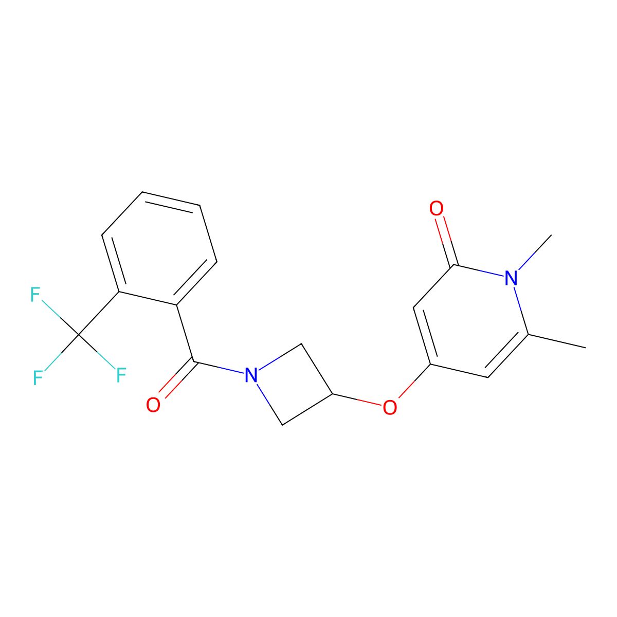 1,6-dimethyl-4-((1-(2-(trifluoromethyl)benzoyl)azetidin-3-yl)oxy)pyridin-2(1H)-one molecular structure, CAS 2034426-81-6