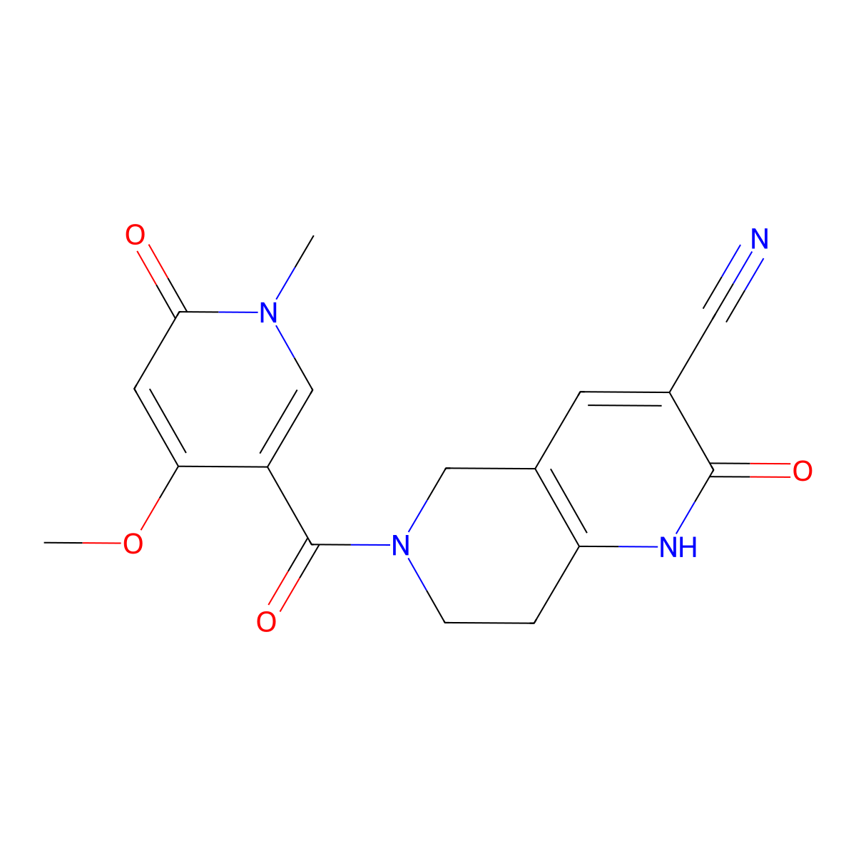 6-(4-Methoxy-1-methyl-6-oxo-1,6-dihydropyridine-3-carbonyl)-2-oxo-1,2,5,6,7,8-hexahydro-1,6-naphthyridine-3-carbonitrile molecular structure, CAS 2034426-84-9