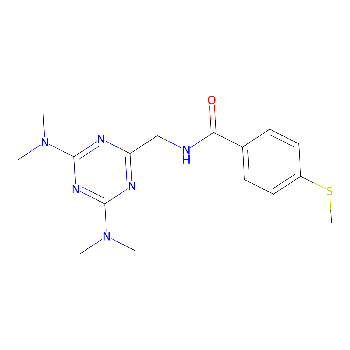 N-((4,6-bis(dimethylamino)-1,3,5-triazin-2-yl)methyl)-4-(methylthio)benzamide molecular structure, CAS 2034426-85-0