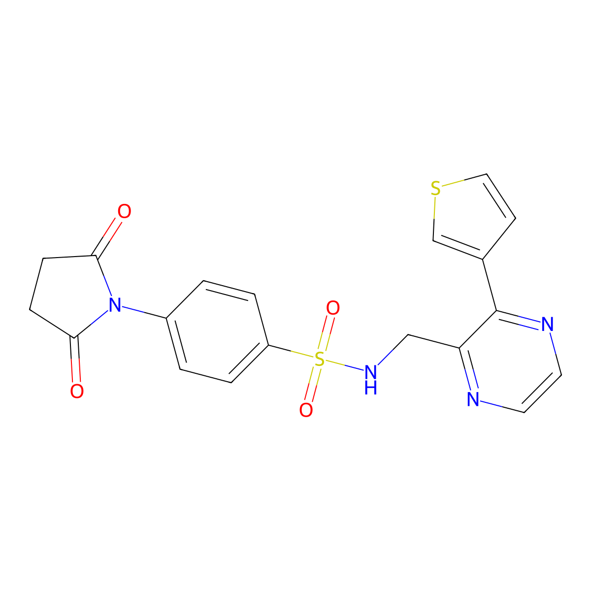 4-(2,5-dioxopyrrolidin-1-yl)-N-((3-(thiophen-3-yl)pyrazin-2-yl)methyl)benzenesulfonamide molecular structure, CAS 2034426-88-3