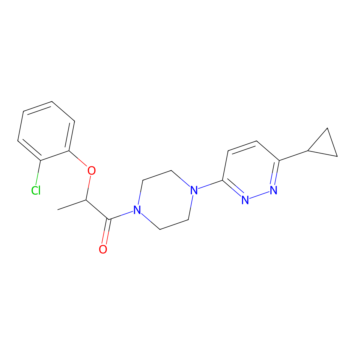 2-(2-Chlorophenoxy)-1-[4-(6-cyclopropylpyridazin-3-yl)piperazin-1-yl]propan-1-one molecular structure, CAS 2034426-91-8