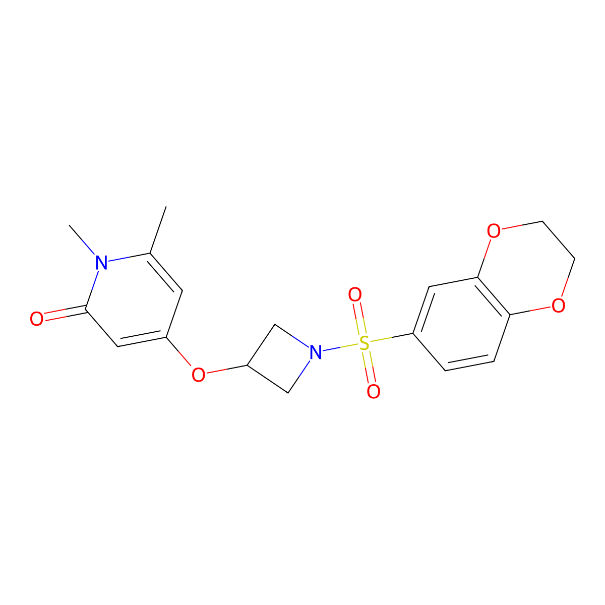 4-((1-((2,3-dihydrobenzo[b][1,4]dioxin-6-yl)sulfonyl)azetidin-3-yl)oxy)-1,6-dimethylpyridin-2(1H)-one molecular structure, CAS 2034426-93-0