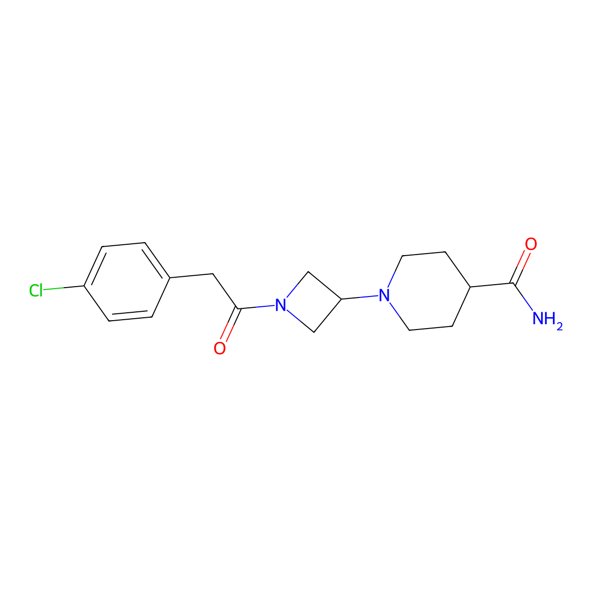 1-(1-(2-(4-Chlorophenyl)acetyl)azetidin-3-yl)piperidine-4-carboxamide molecular structure, CAS 2034426-94-1