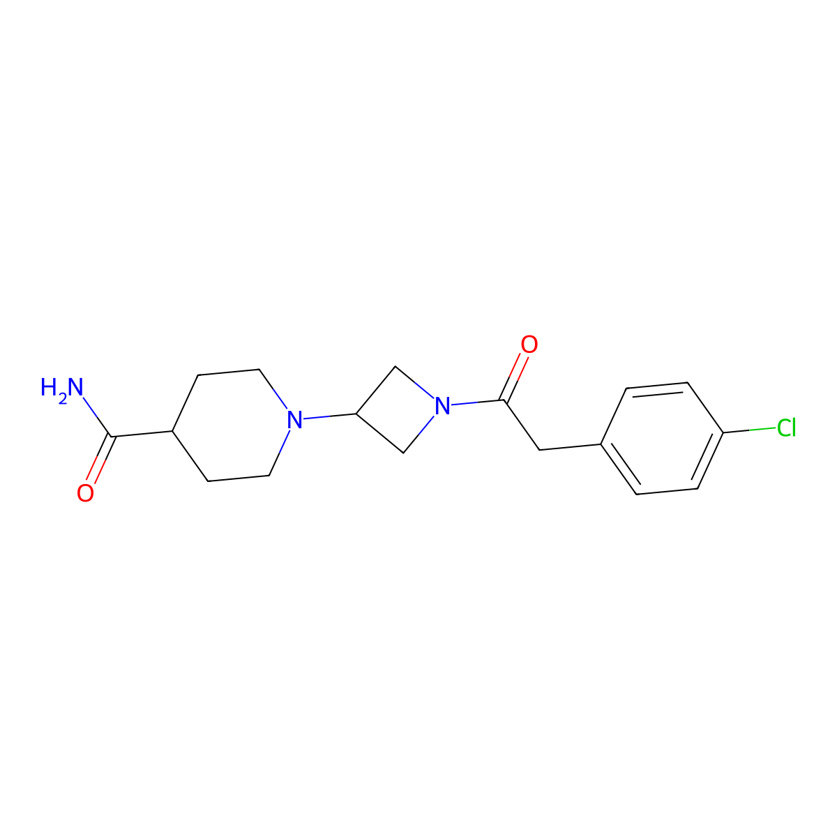 1-(1-(2-(4-Chlorophenyl)acetyl)azetidin-3-yl)piperidine-4-carboxamide molecular structure, CAS 2034426-94-1
