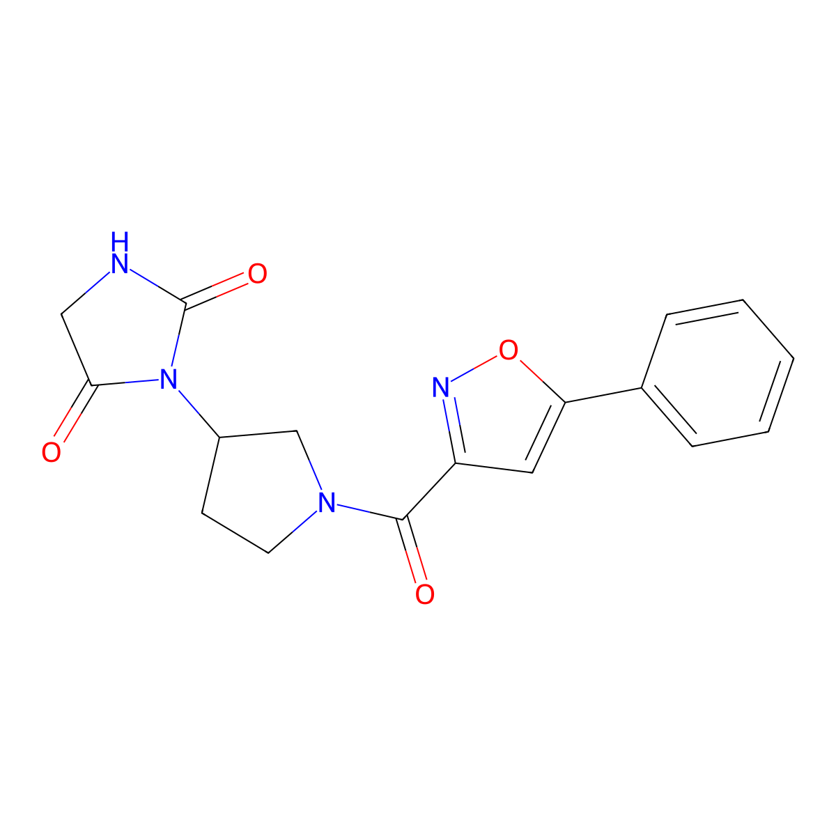 3-(1-(5-Phenylisoxazole-3-carbonyl)pyrrolidin-3-yl)imidazolidine-2,4-dione molecular structure, CAS 2034426-95-2