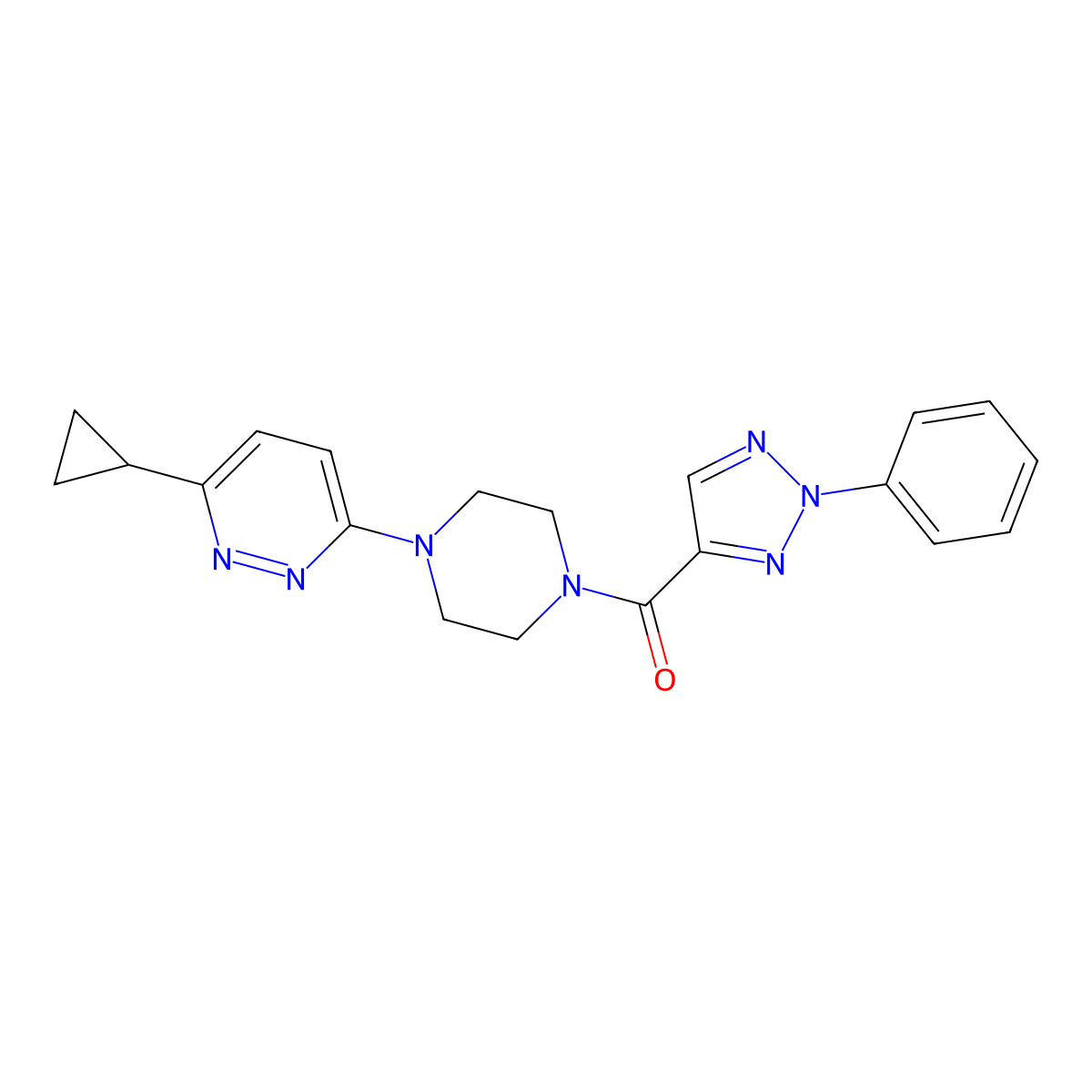 (4-(6-cyclopropylpyridazin-3-yl)piperazin-1-yl)(2-phenyl-2H-1,2,3-triazol-4-yl)methanone molecular structure, CAS 2034426-99-6