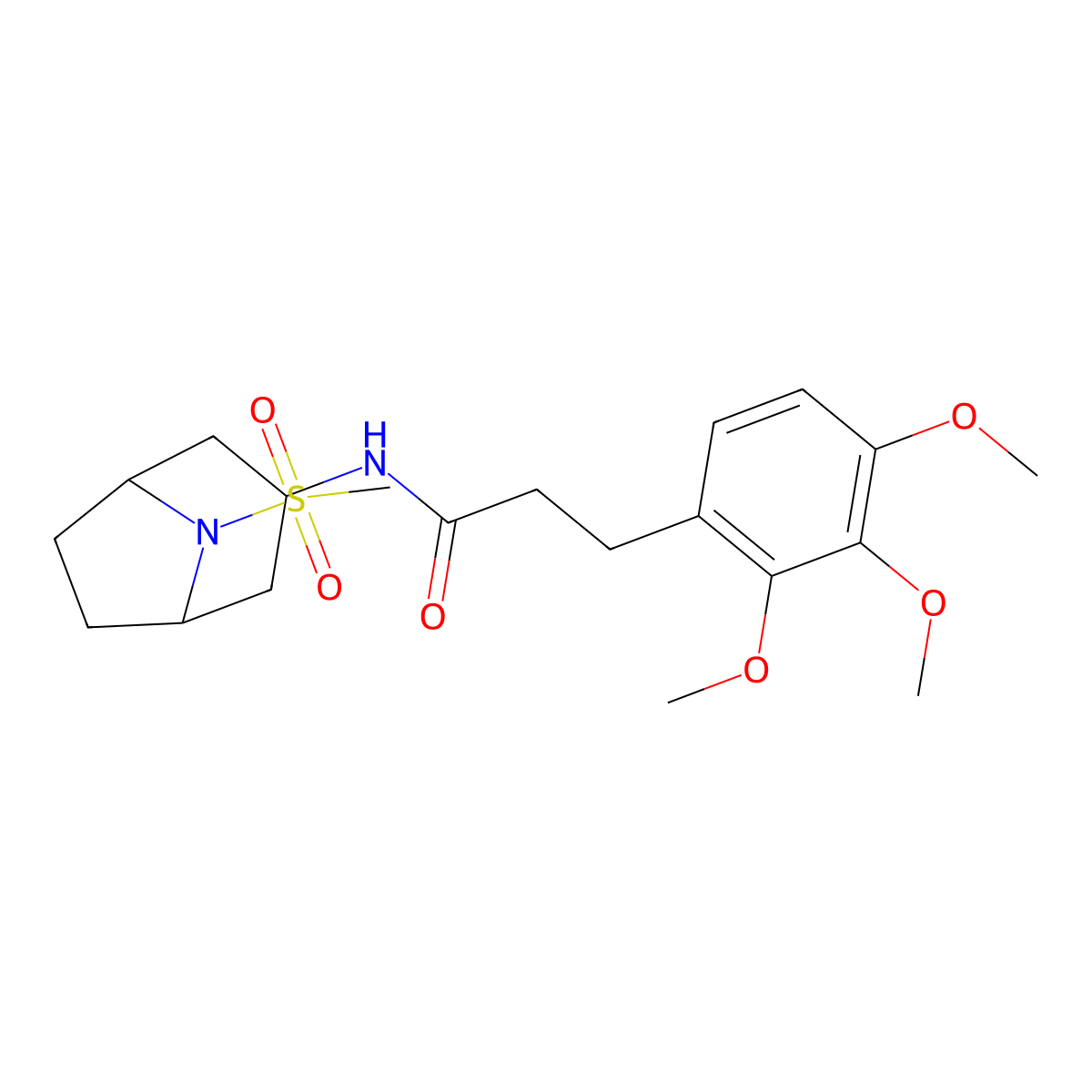 N-(8-(methylsulfonyl)-8-azabicyclo[3.2.1]octan-3-yl)-3-(2,3,4-trimethoxyphenyl)propanamide molecular structure, CAS 2034427-02-4