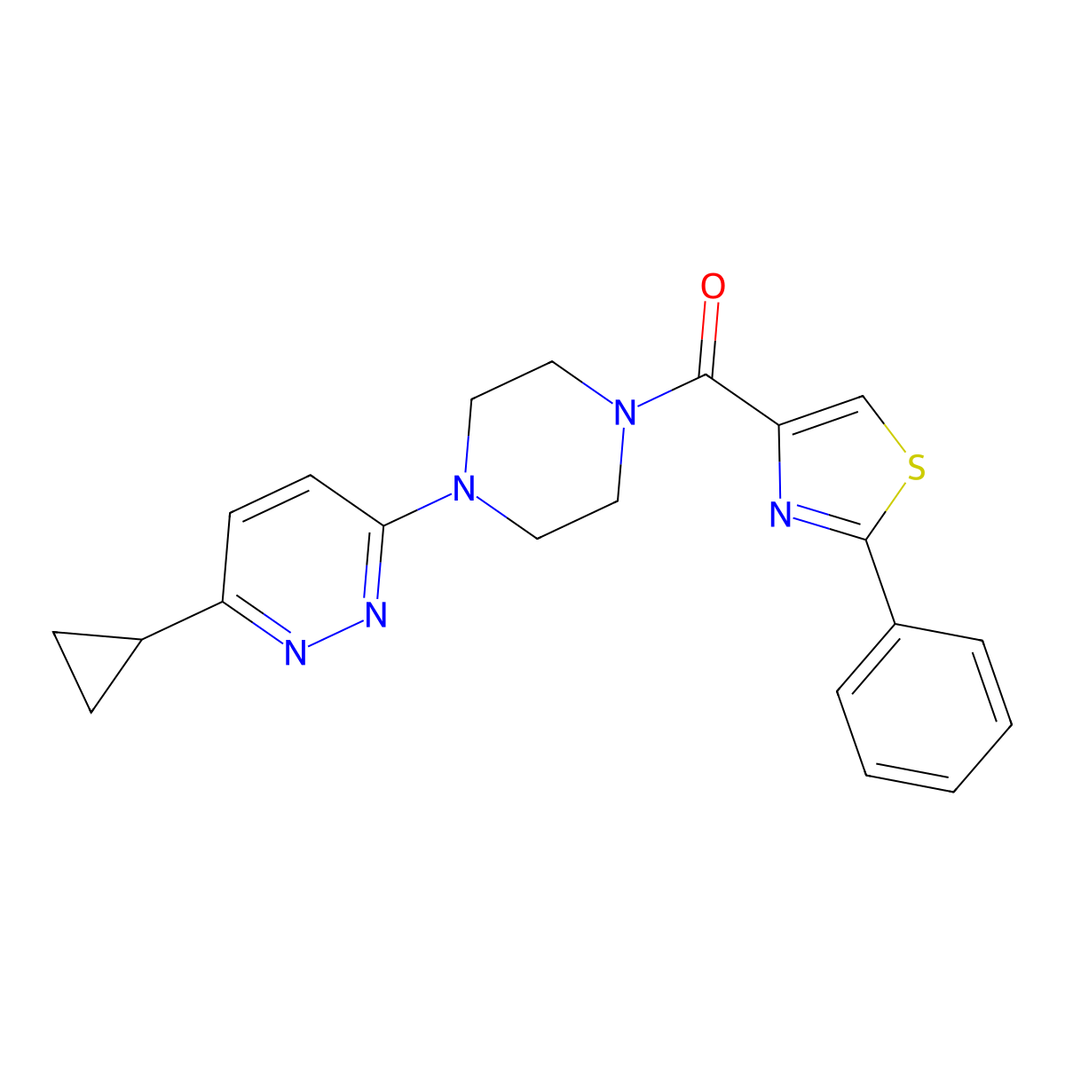(4-(6-Cyclopropylpyridazin-3-yl)piperazin-1-yl)(2-phenylthiazol-4-yl)methanone molecular structure, CAS 2034427-07-9
