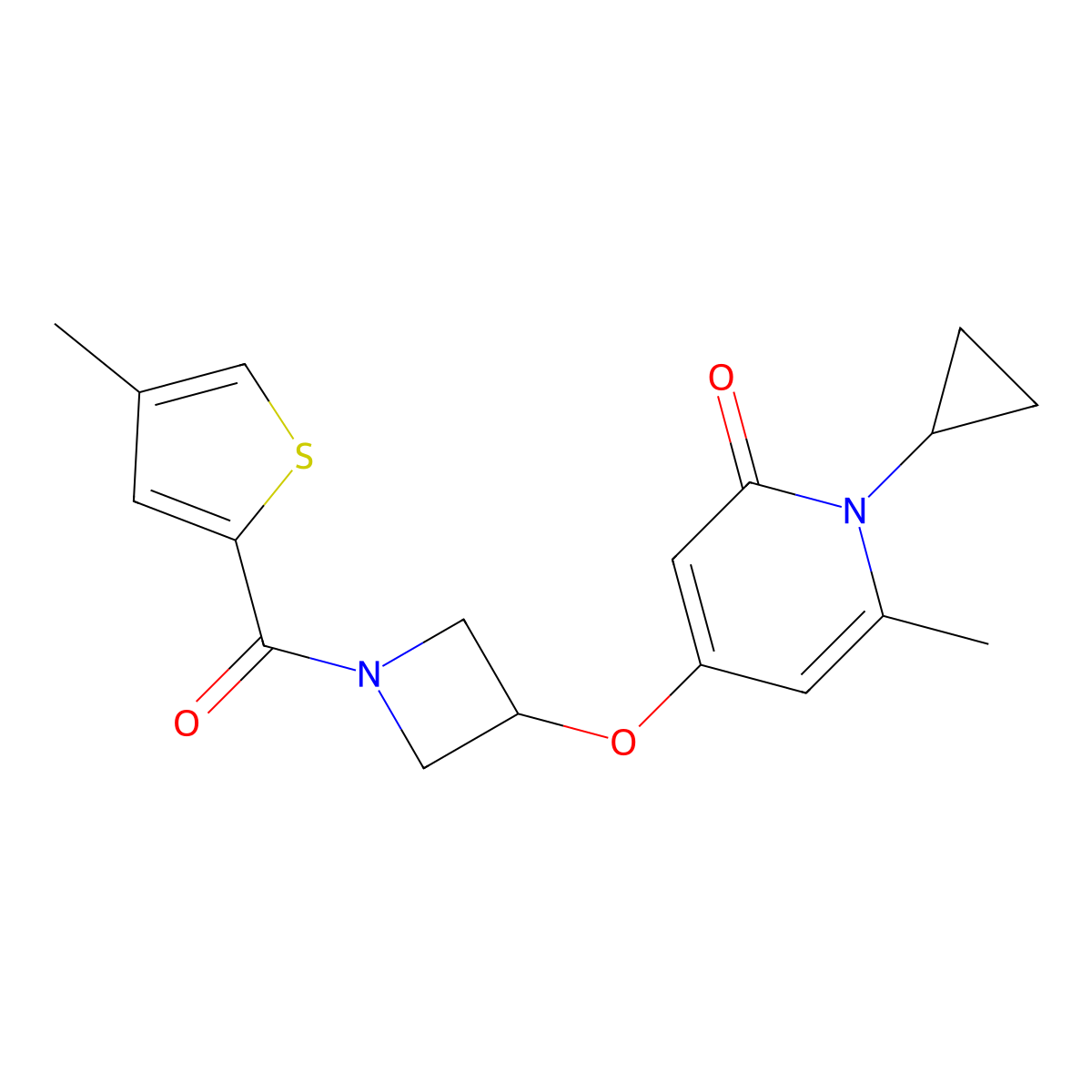1-cyclopropyl-6-methyl-4-((1-(4-methylthiophene-2-carbonyl)azetidin-3-yl)oxy)pyridin-2(1H)-one molecular structure, CAS 2034427-19-3