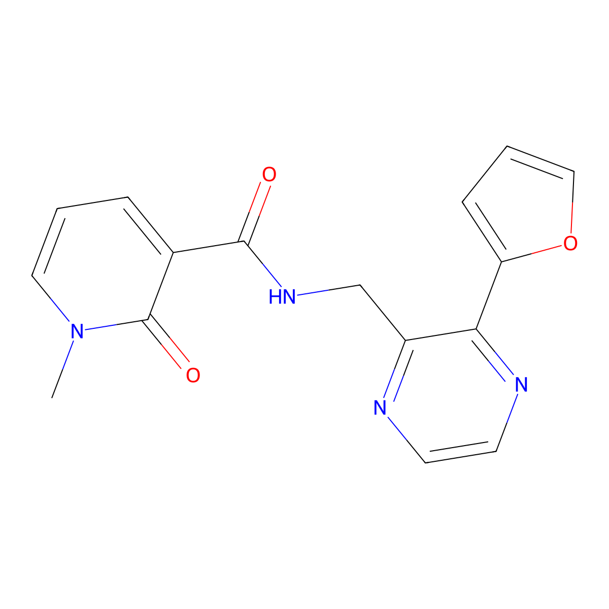 N-{[3-(furan-2-yl)pyrazin-2-yl]methyl}-1-methyl-2-oxo-1,2-dihydropyridine-3-carboxamide molecular structure, CAS 2034427-24-0