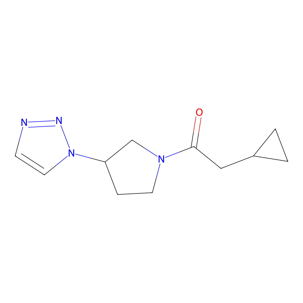 1-(3-(1H-1,2,3-triazol-1-yl)pyrrolidin-1-yl)-2-cyclopropylethanone molecular structure, CAS 2034427-31-9