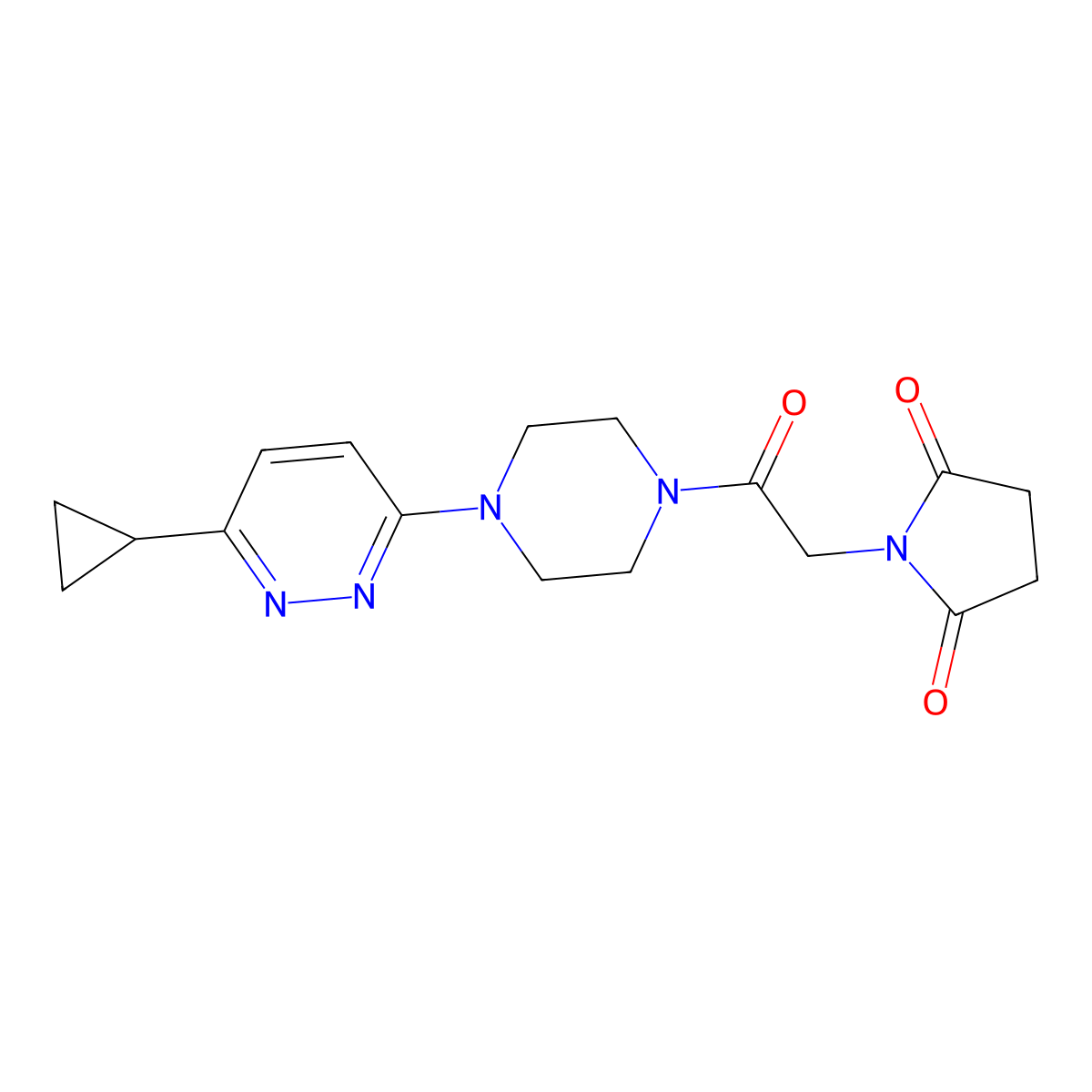 1-(2-(4-(6-Cyclopropylpyridazin-3-yl)piperazin-1-yl)-2-oxoethyl)pyrrolidine-2,5-dione molecular structure, CAS 2034427-32-0
