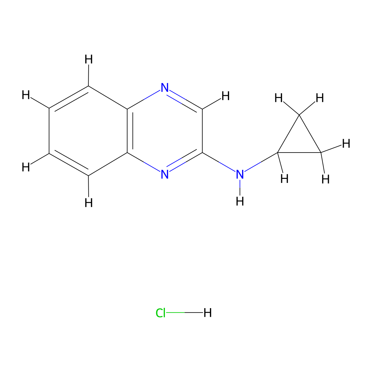 N-cyclopropylquinoxalin-2-amine hydrochloride molecular structure, CAS 2034427-39-7