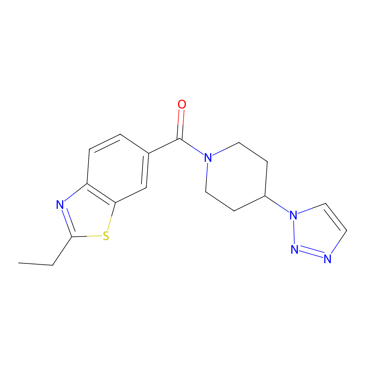 (4-(1H-1,2,3-triazol-1-yl)piperidin-1-yl)(2-ethylbenzo[d]thiazol-6-yl)methanone molecular structure, CAS 2034427-42-2
