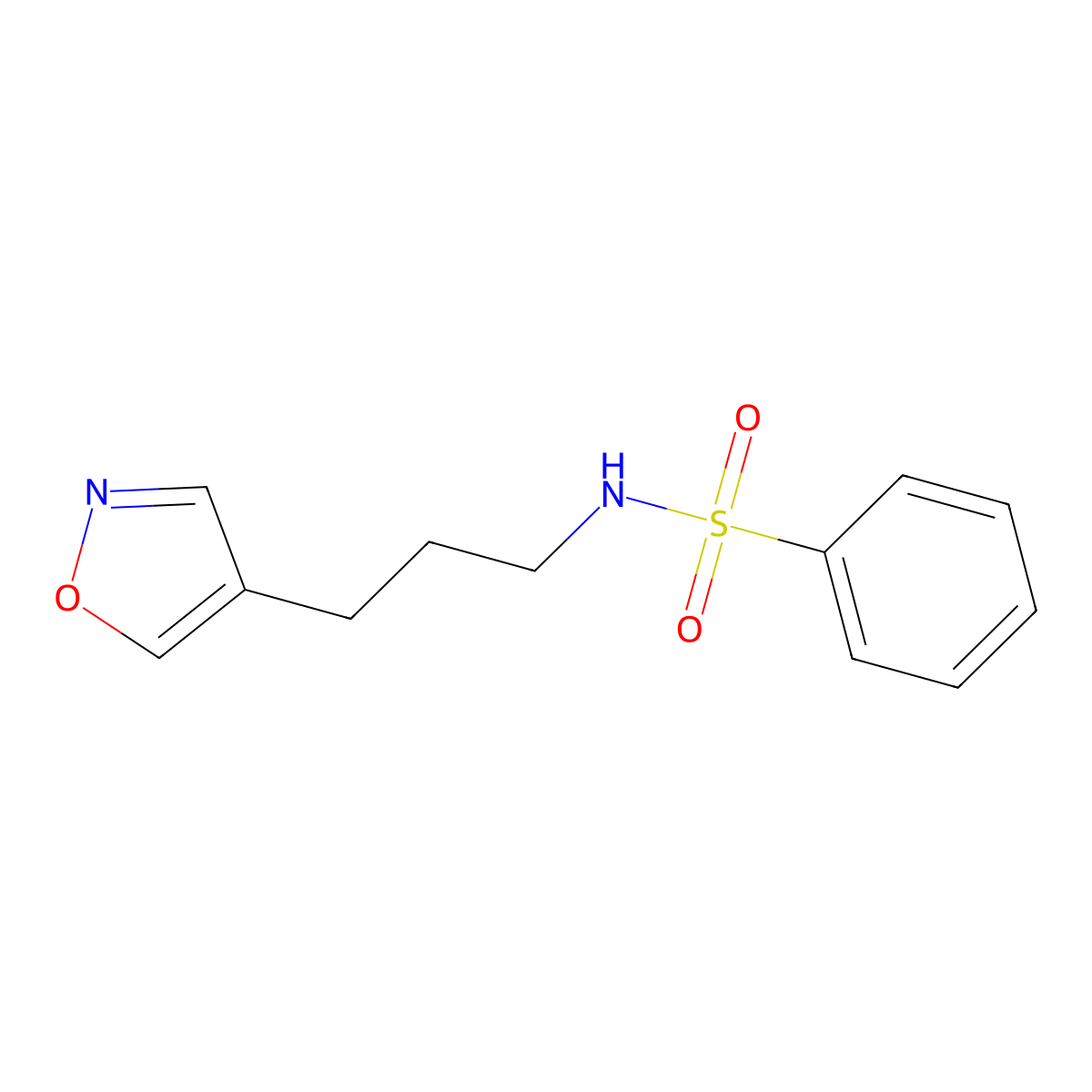 N-(3-(isoxazol-4-yl)propyl)benzenesulfonamide molecular structure, CAS 2034427-50-2