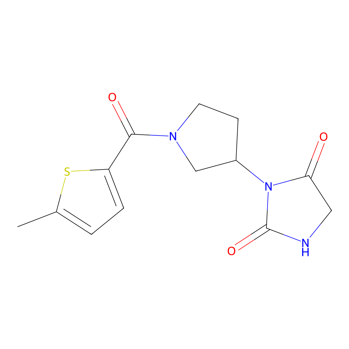 3-[1-(5-Methylthiophene-2-carbonyl)pyrrolidin-3-yl]imidazolidine-2,4-dione molecular structure, CAS 2034427-52-4