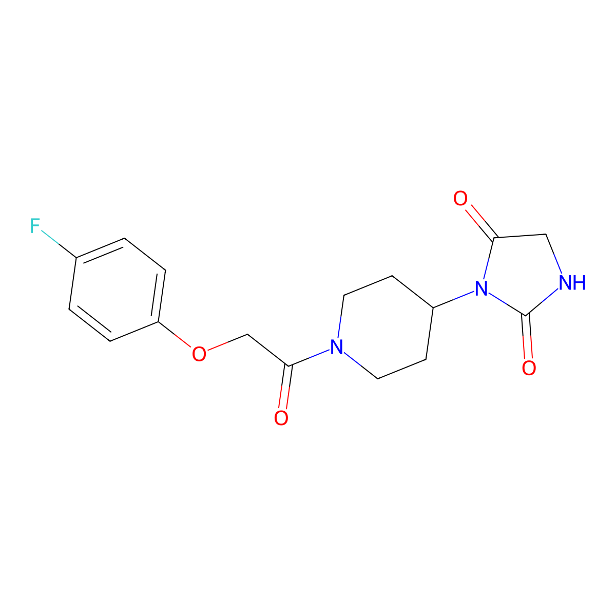 3-{1-[2-(4-Fluorophenoxy)acetyl]piperidin-4-yl}imidazolidine-2,4-dione molecular structure, CAS 2034427-60-4
