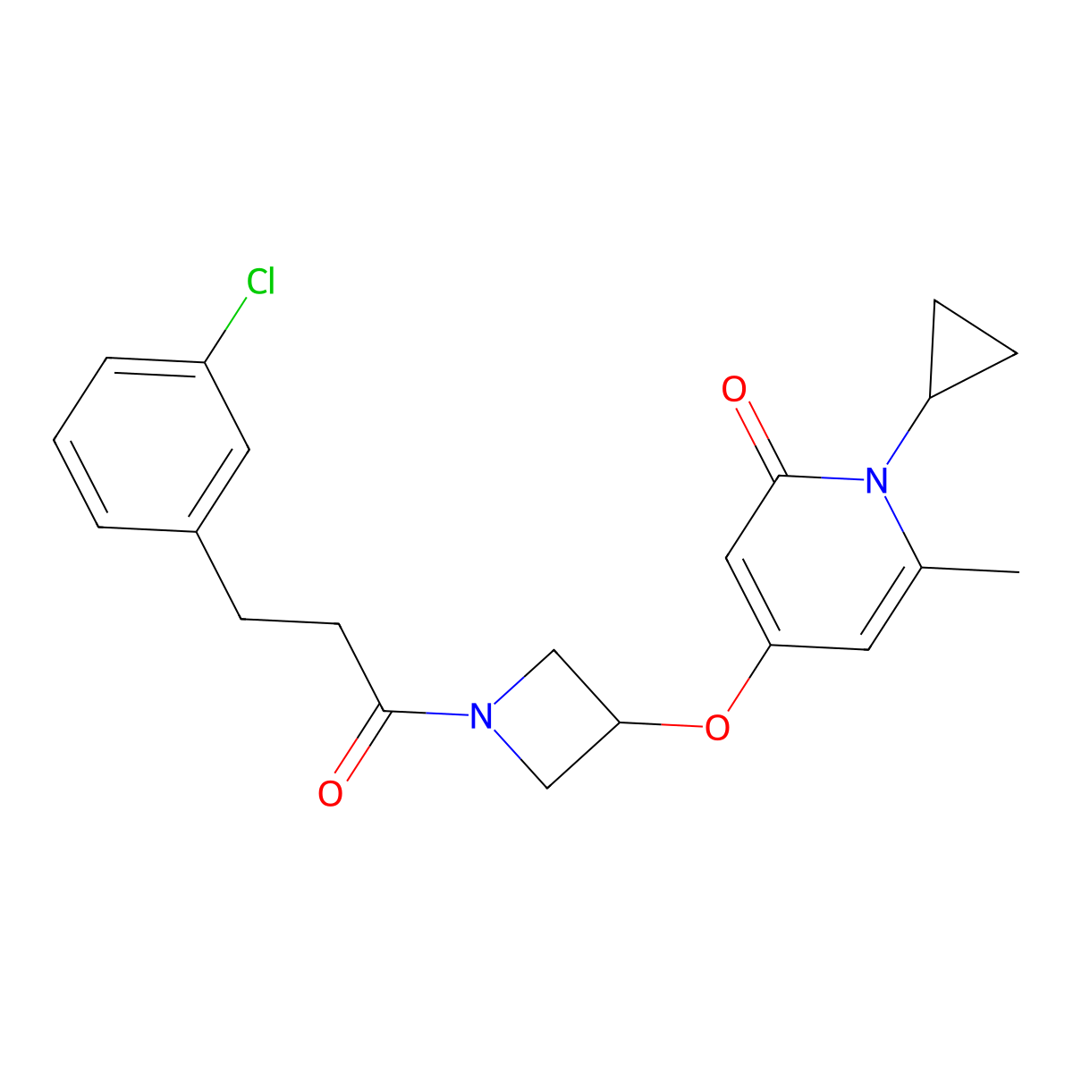 4-((1-(3-(3-chlorophenyl)propanoyl)azetidin-3-yl)oxy)-1-cyclopropyl-6-methylpyridin-2(1H)-one molecular structure, CAS 2034427-72-8
