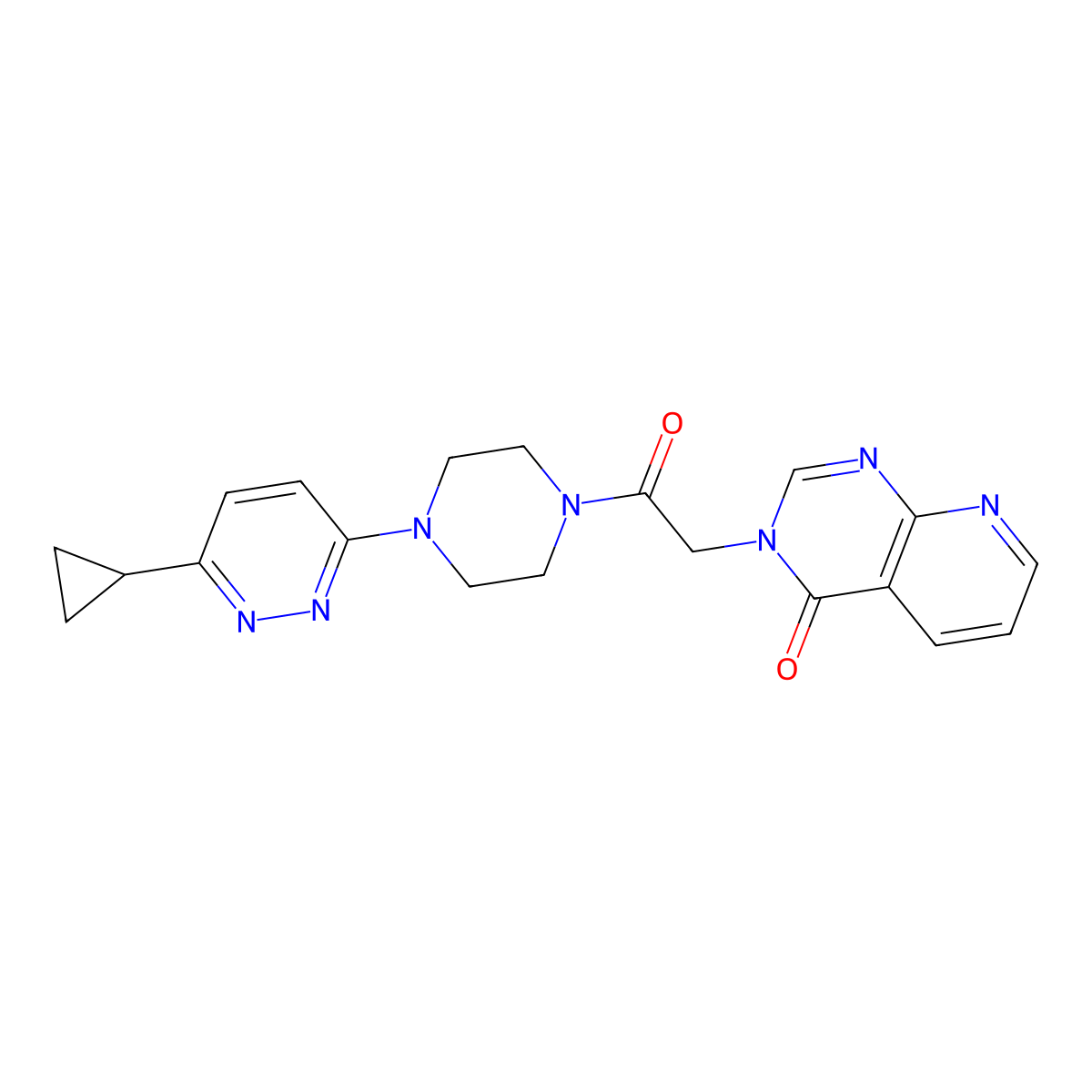 3-(2-(4-(6-cyclopropylpyridazin-3-yl)piperazin-1-yl)-2-oxoethyl)pyrido[2,3-d]pyrimidin-4(3H)-one molecular structure, CAS 2034427-77-3