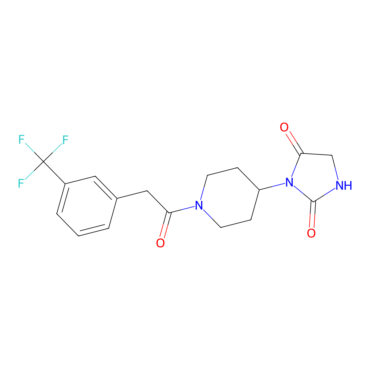 3-(1-{2-[3-(Trifluoromethyl)phenyl]acetyl}piperidin-4-yl)imidazolidine-2,4-dione molecular structure, CAS 2034427-86-4