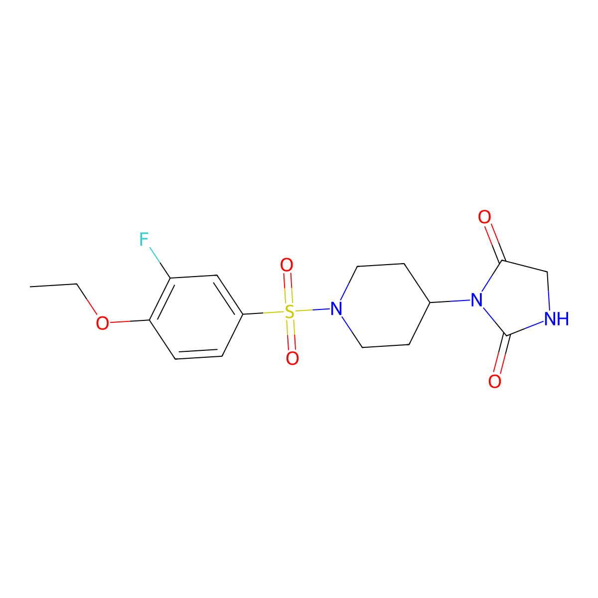 3-(1-((4-Ethoxy-3-fluorophenyl)sulfonyl)piperidin-4-yl)imidazolidine-2,4-dione molecular structure, CAS 2034427-93-3