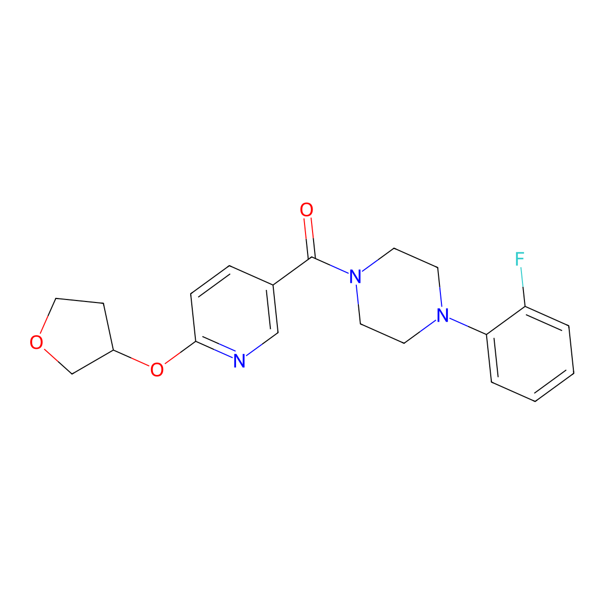 (4-(2-Fluorophenyl)piperazin-1-yl)(6-((tetrahydrofuran-3-yl)oxy)pyridin-3-yl)methanone molecular structure, CAS 2034428-01-6