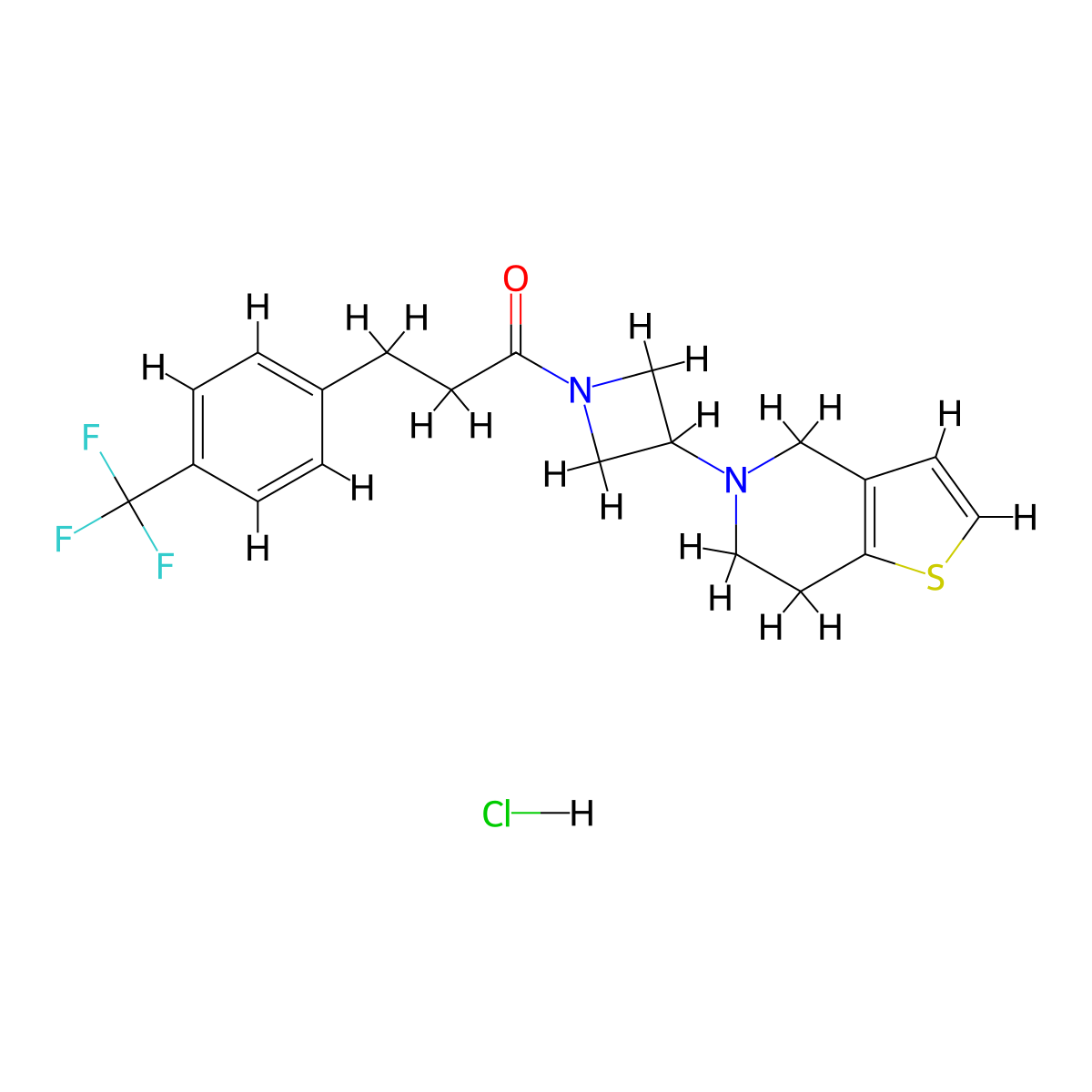1-(3-(6,7-dihydrothieno[3,2-c]pyridin-5(4H)-yl)azetidin-1-yl)-3-(4-(trifluoromethyl)phenyl)propan-1-one hydrochloride molecular structure, CAS 2034428-03-8