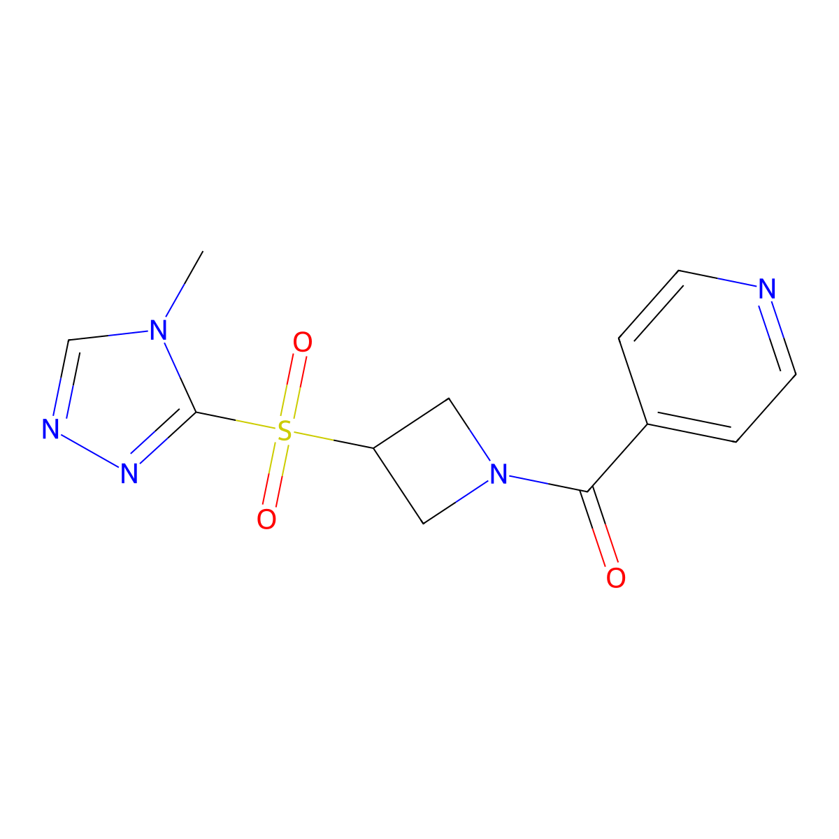 (3-((4-methyl-4H-1,2,4-triazol-3-yl)sulfonyl)azetidin-1-yl)(pyridin-4-yl)methanone molecular structure, CAS 2034428-07-2