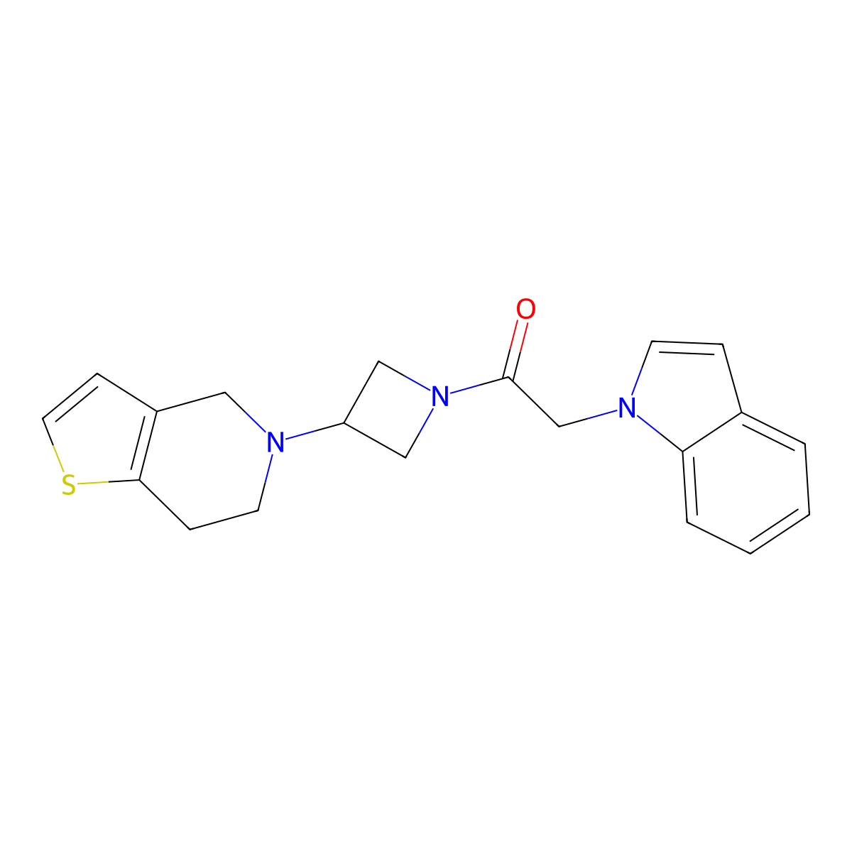 1-(3-(6,7-dihydrothieno[3,2-c]pyridin-5(4H)-yl)azetidin-1-yl)-2-(1H-indol-1-yl)ethanone molecular structure, CAS 2034428-13-0
