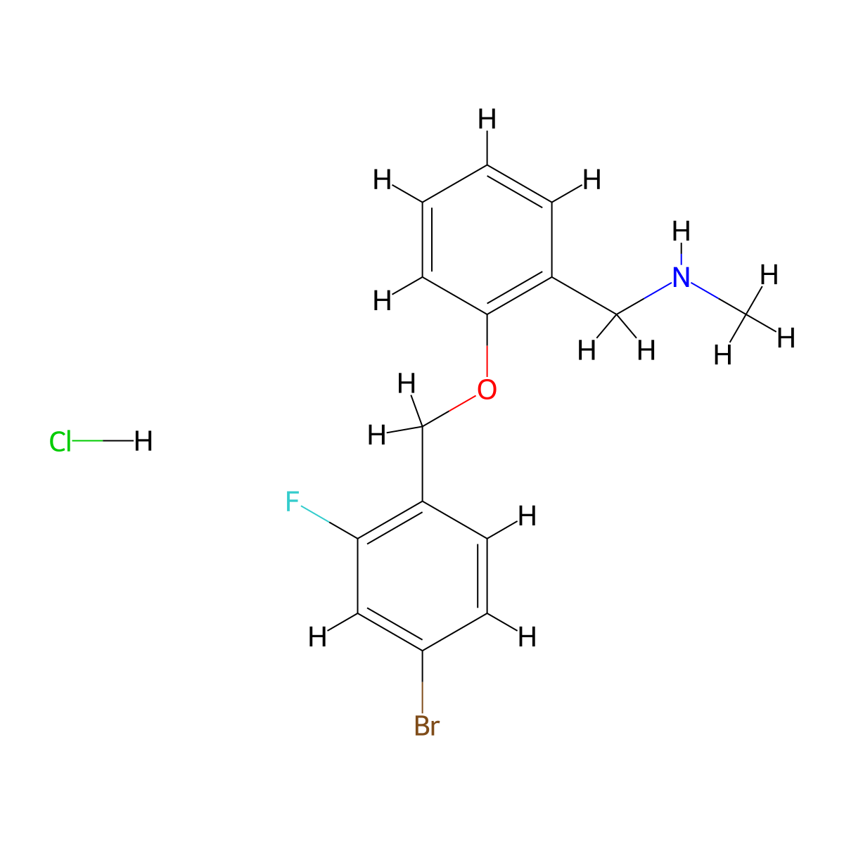 1-(2-((4-bromo-2-fluorobenzyl)oxy)phenyl)-N-methylmethanamine hydrochloride molecular structure, CAS 2034428-14-1