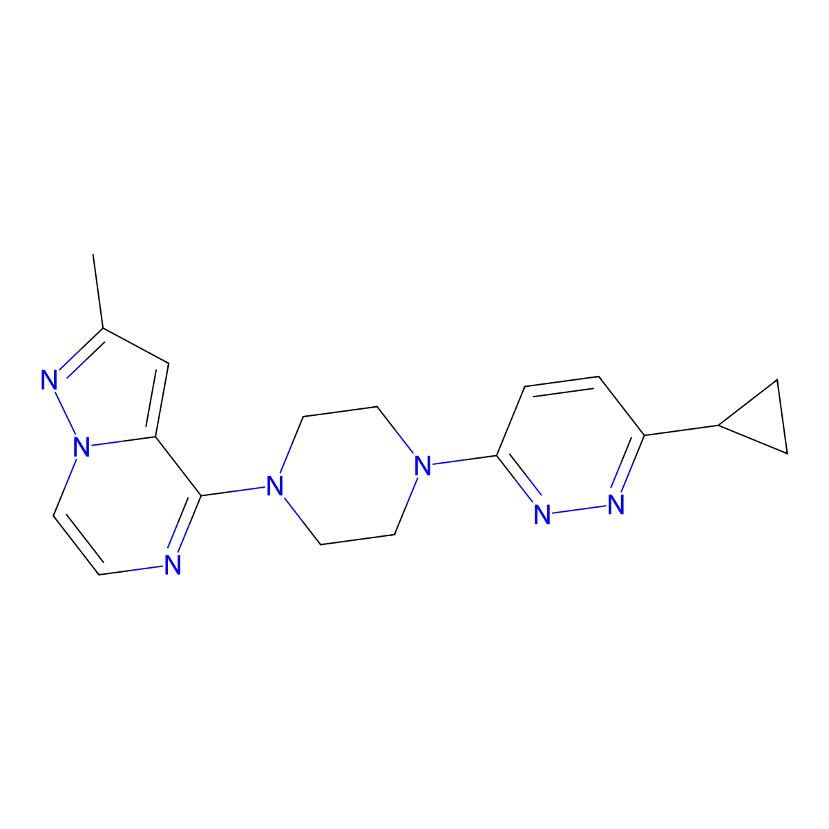4-(4-(6-Cyclopropylpyridazin-3-yl)piperazin-1-yl)-2-methylpyrazolo[1,5-a]pyrazine molecular structure, CAS 2034428-15-2
