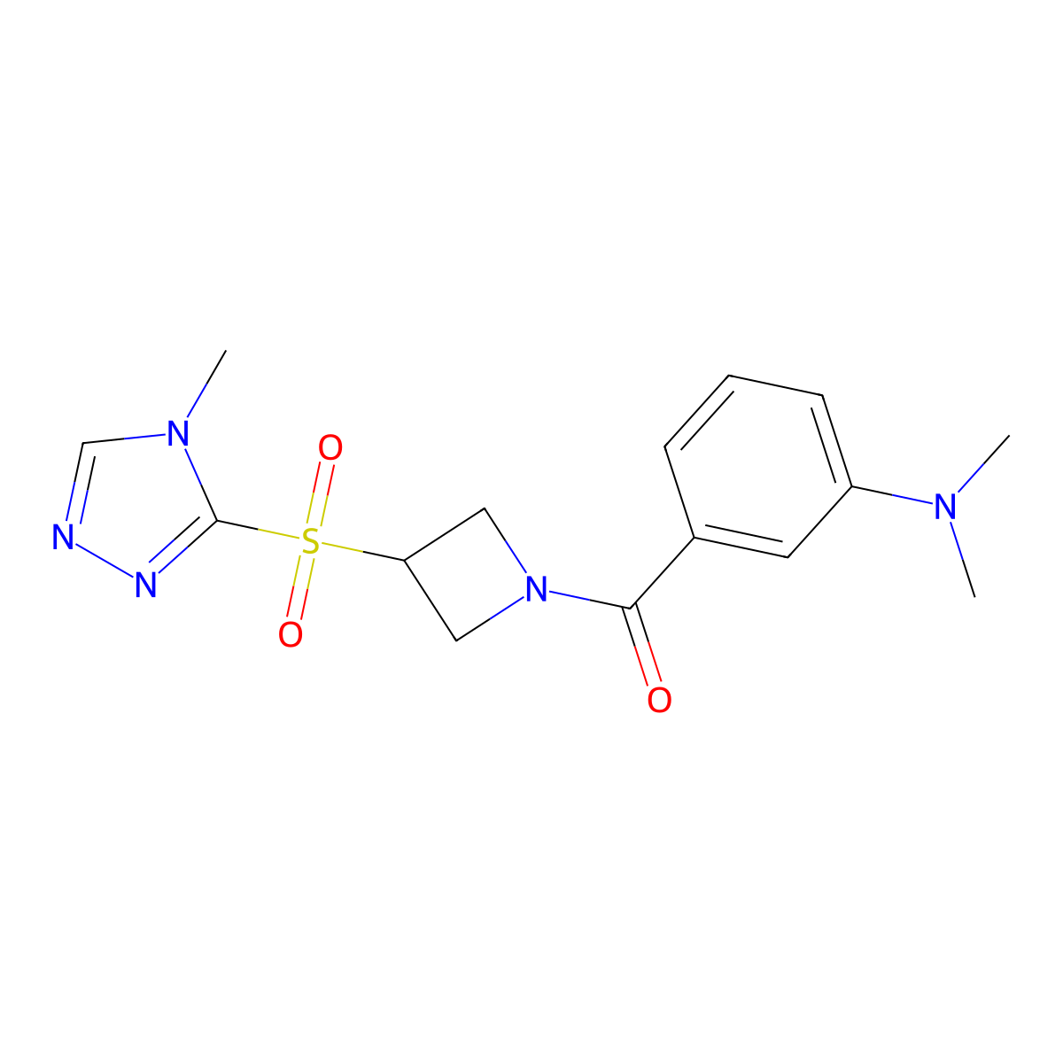 (3-(dimethylamino)phenyl)(3-((4-methyl-4H-1,2,4-triazol-3-yl)sulfonyl)azetidin-1-yl)methanone molecular structure, CAS 2034428-20-9