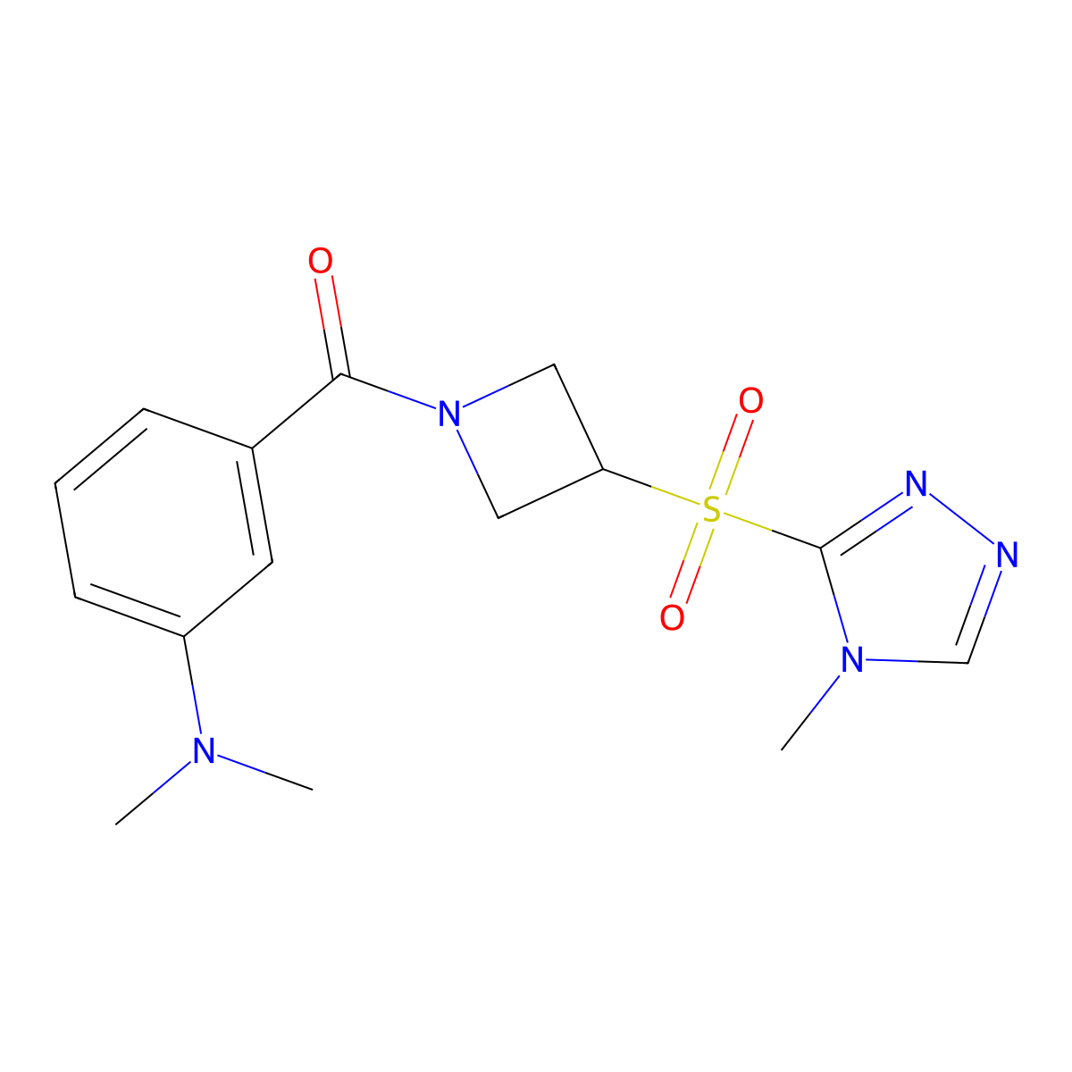 (3-(dimethylamino)phenyl)(3-((4-methyl-4H-1,2,4-triazol-3-yl)sulfonyl)azetidin-1-yl)methanone molecular structure, CAS 2034428-20-9
